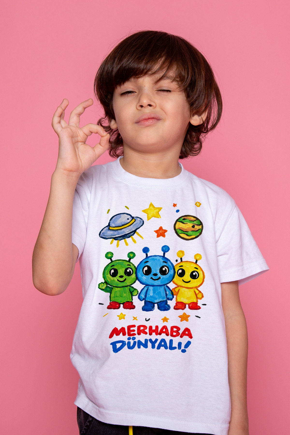 Çocuk Tişört Boyama Seti – Uzaylı Boyanabilir Tişört Eğitici ve E