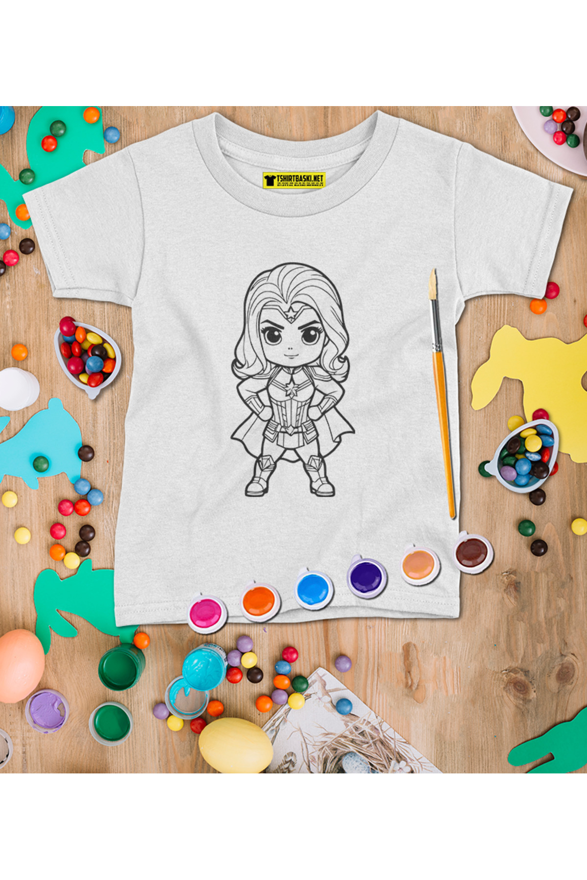 Çocuk Tişört Boyama Seti – Çocuk Full Set Fırçalı, Kreatif Elbise