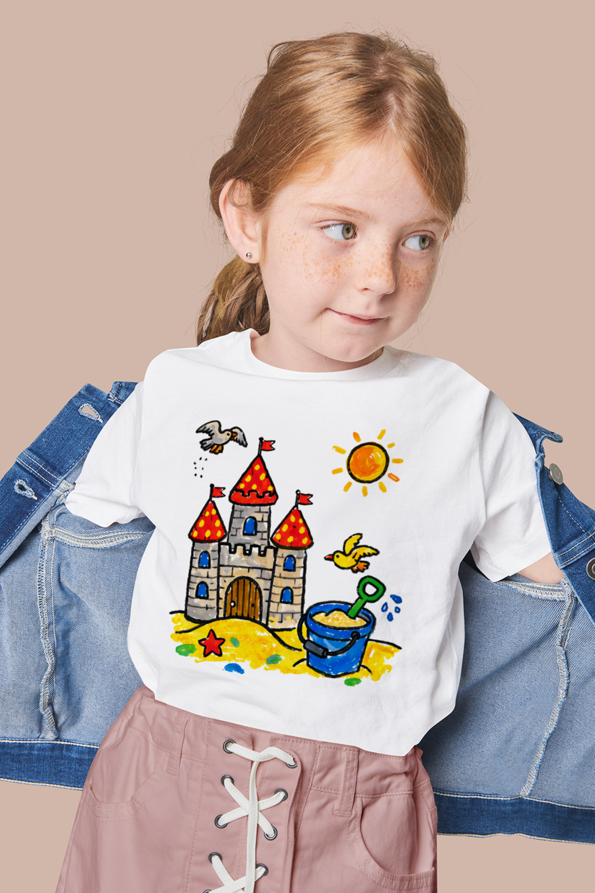 Çocuk Tişört Boyama Seti – Kumdan Kale Boyanabilir Tişört Eğitici