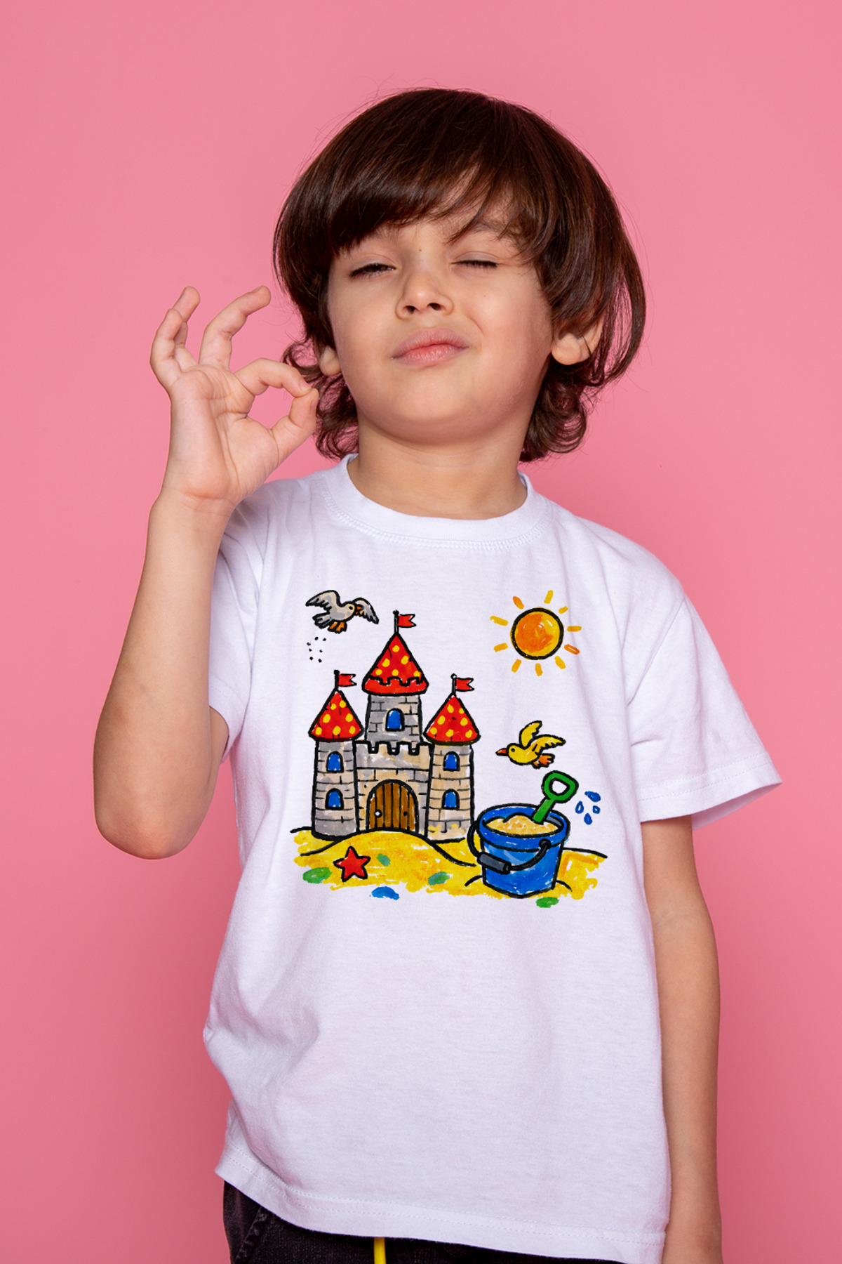 Çocuk Tişört Boyama Seti – Kumdan Kale Boyanabilir Tişört Eğitici
