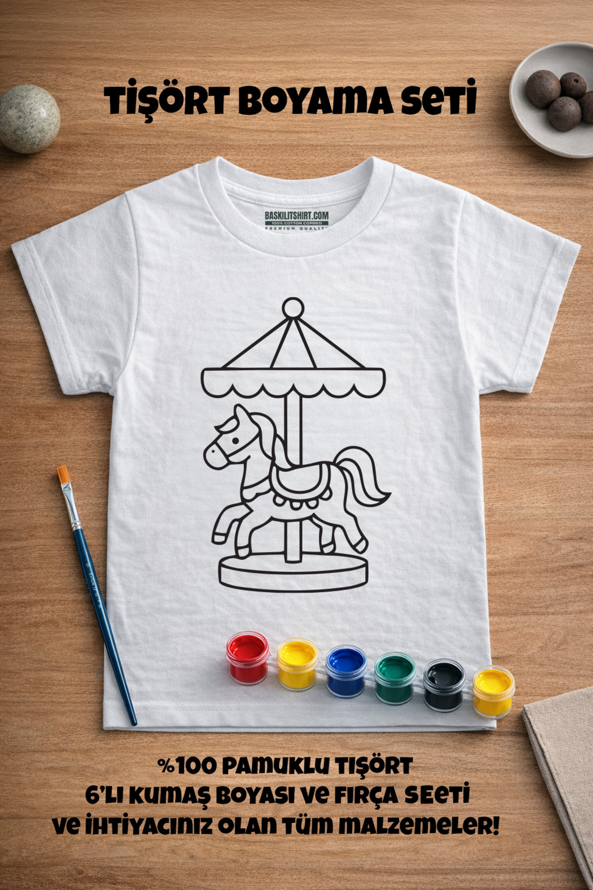 Çocuk Tişört Boyama Seti – Atlı Karınca Boyanabilir Tişört Eğitic