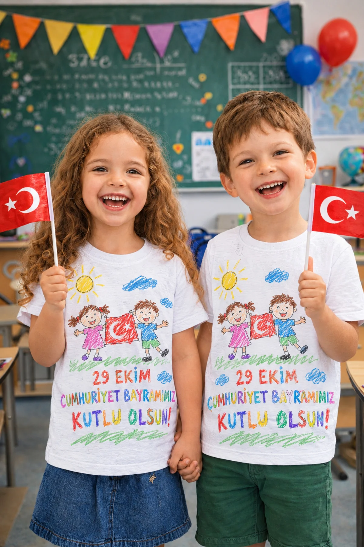 Çocuk Tişört Boyama Seti – Cumhuriyet Bayram Boyanabilir Tişört Eğitici ve Eğlenceli Aktivite Seti