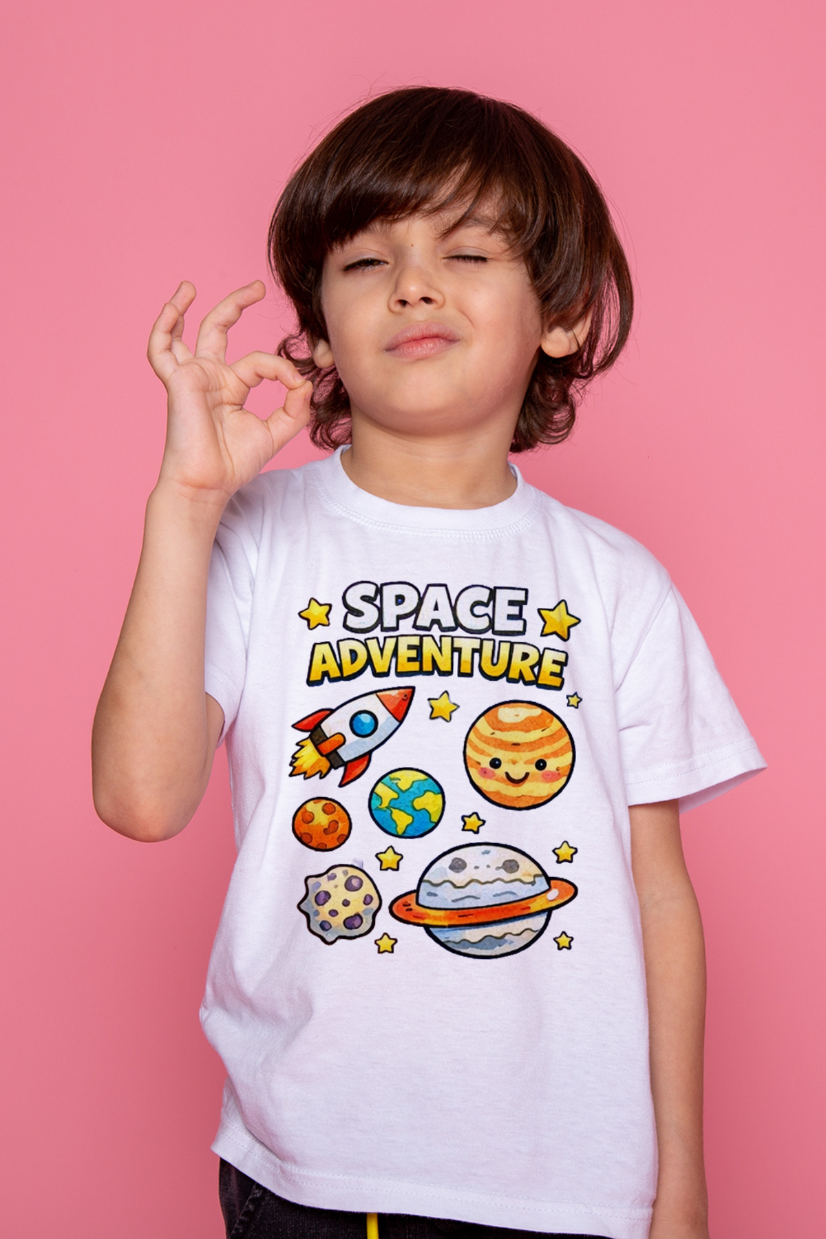 Çocuk Tişört Boyama Seti – Gezegenler Boyanabilir Tişört Eğitici 