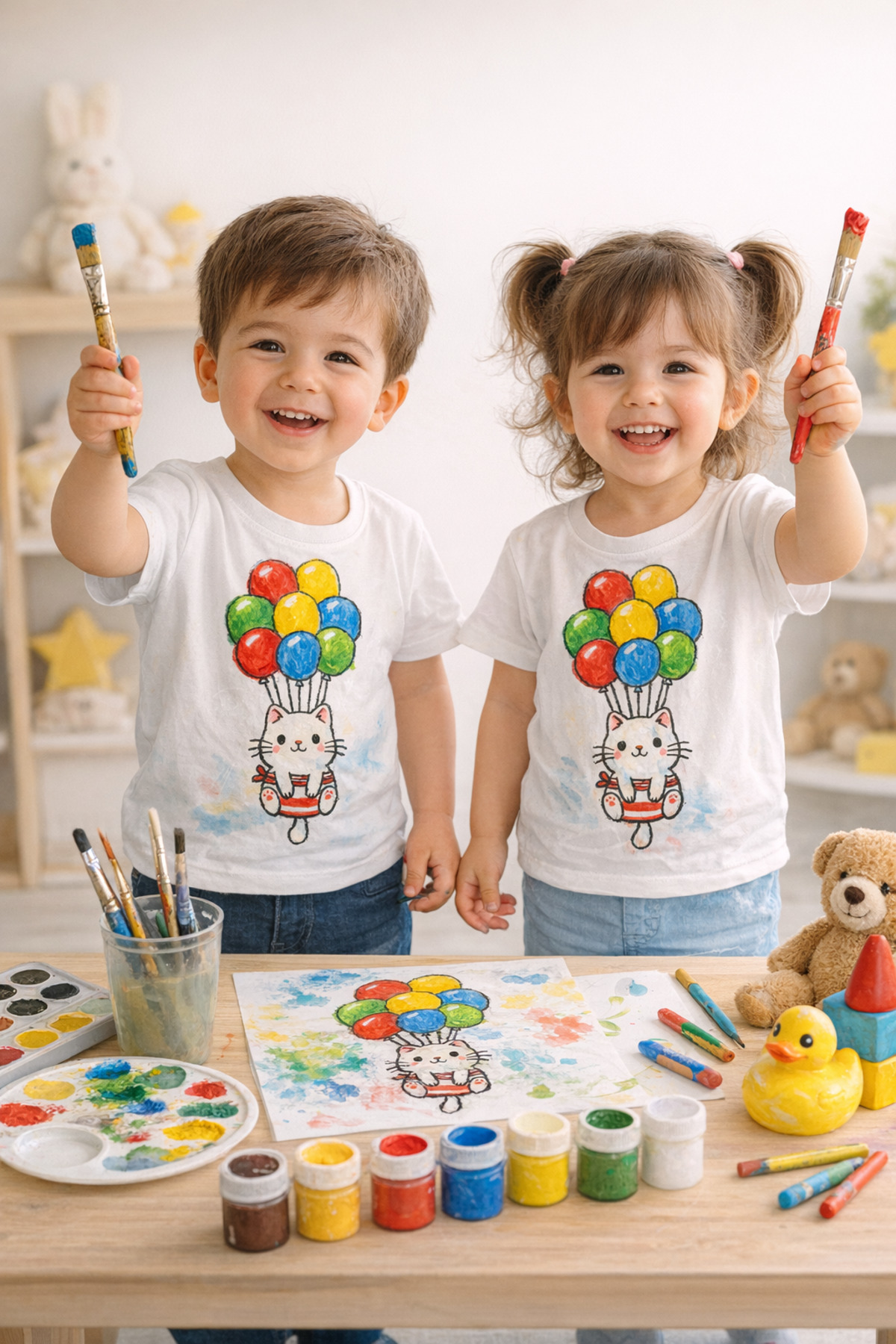 Çocuk Tişört Boyama Seti – İtfaiye Boyanabilir Tişört Eğitici ve 