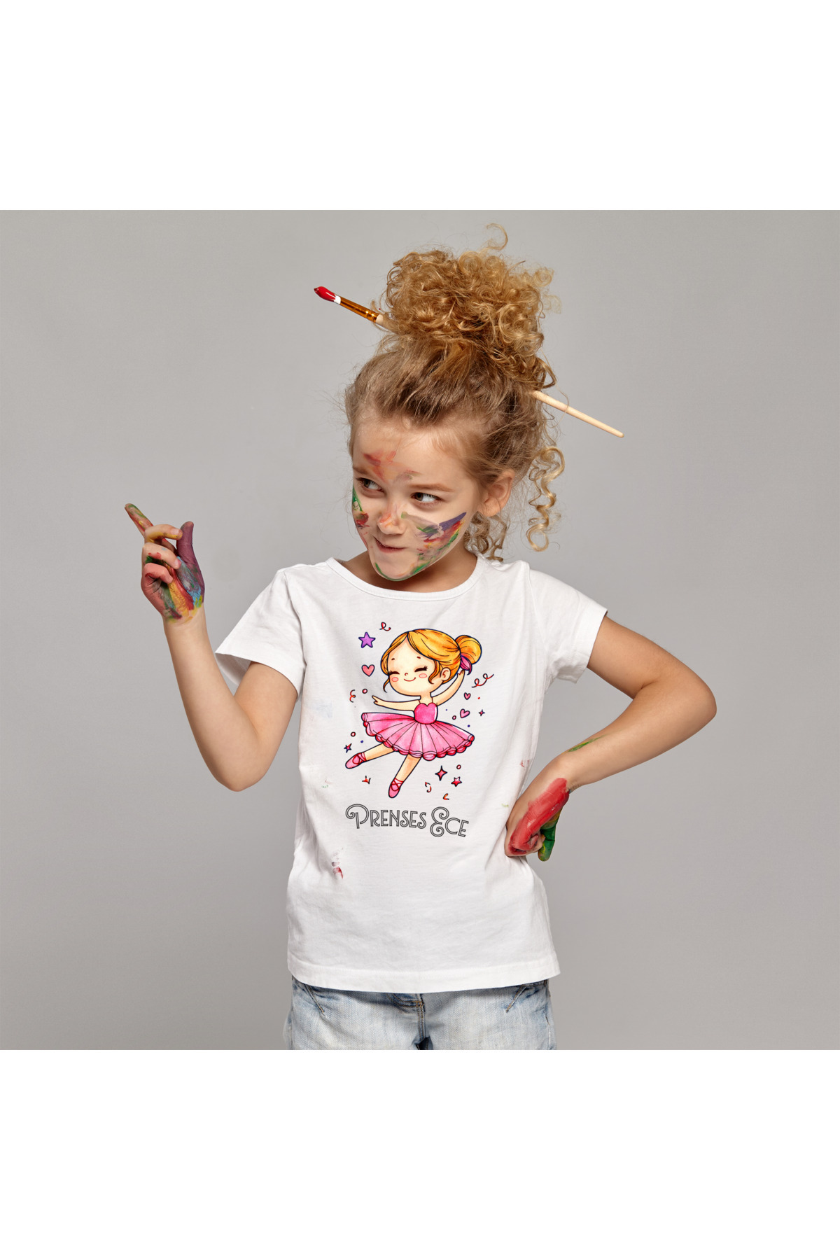 Çocuk Tişört Boyama Seti – Prenses İsim Yazılabilir Boyanabilir E