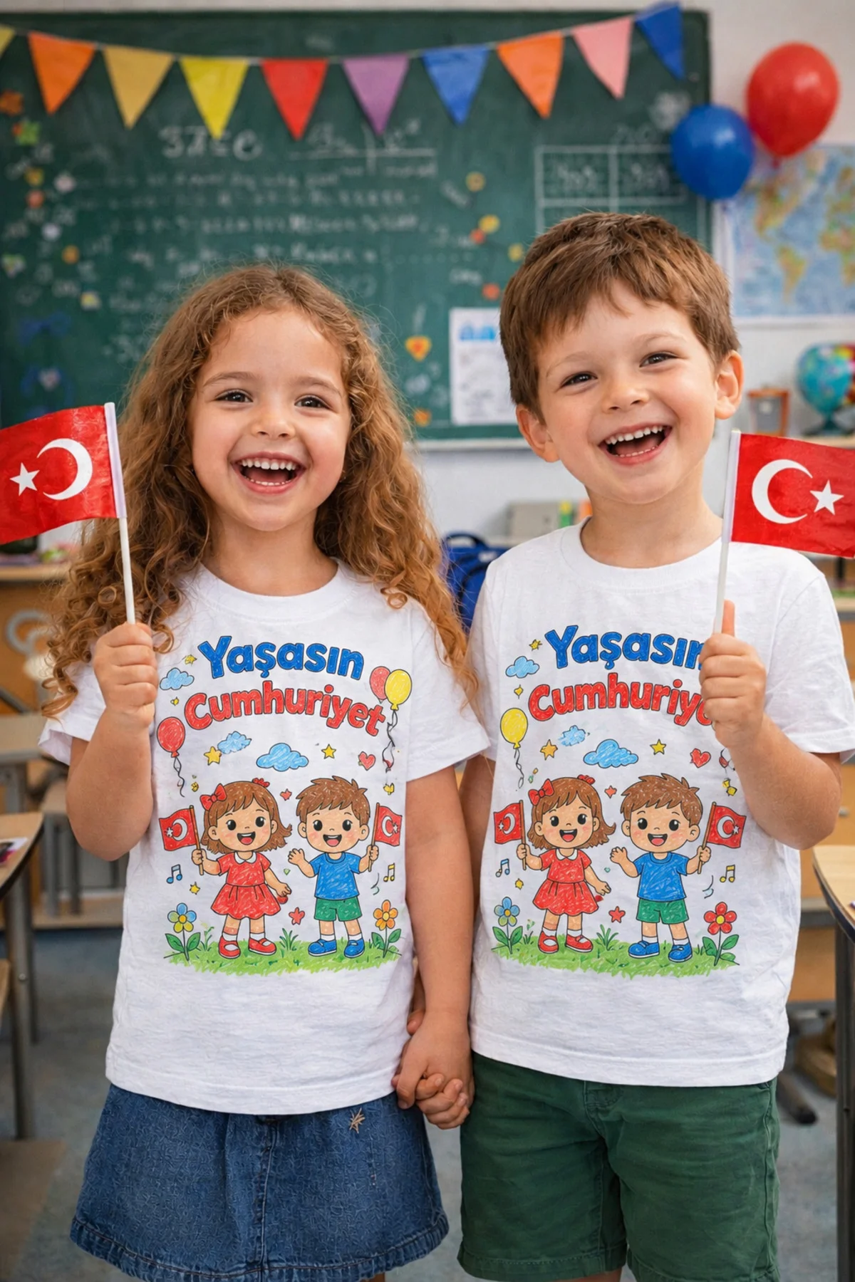 Çocuk Tişört Boyama Seti – Cumhuriyet Bayram Boyanabilir Tişört Eğitici ve Eğlenceli Aktivite Seti