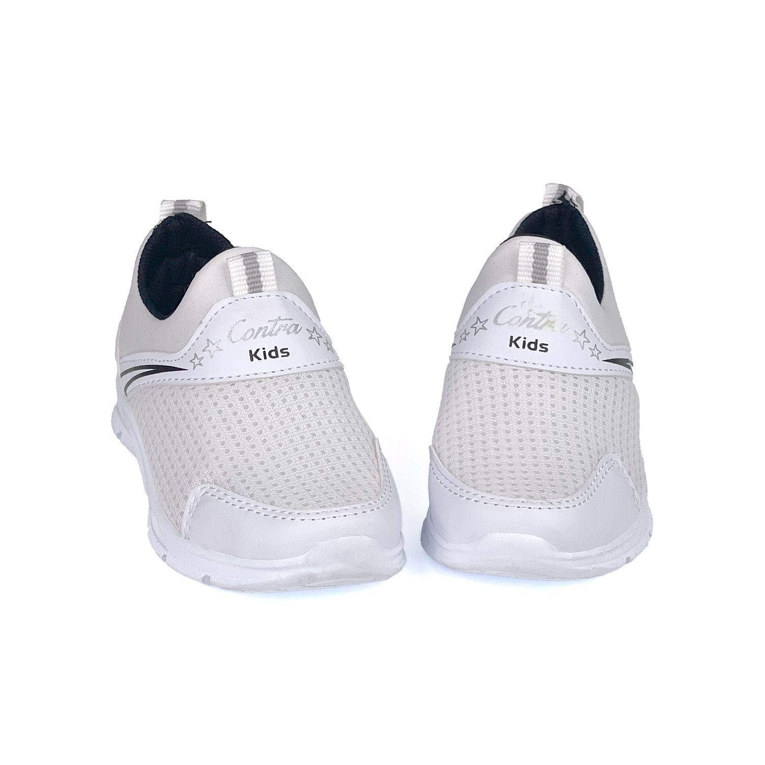 Kajila Çocuk Unisex Beyaz Siyah Bağcıksız Slip-On Rahat Kalıp Günlük Sne