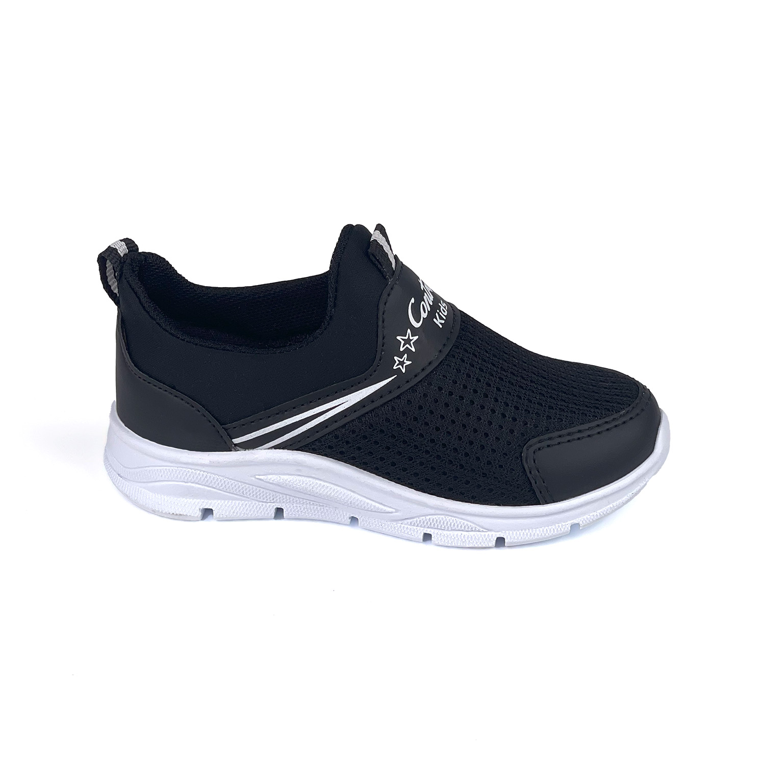 Kajila Çocuk Unisex Siyah Beyaz Bağcıksız Slip-On Rahat Kalıp Günlük Sne