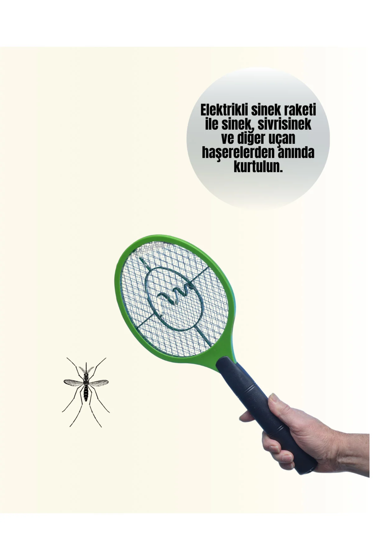 Çocuk ve Evcil Hayvan Dostu Elektrikli Sinek Raketi | Güvenli Kul
