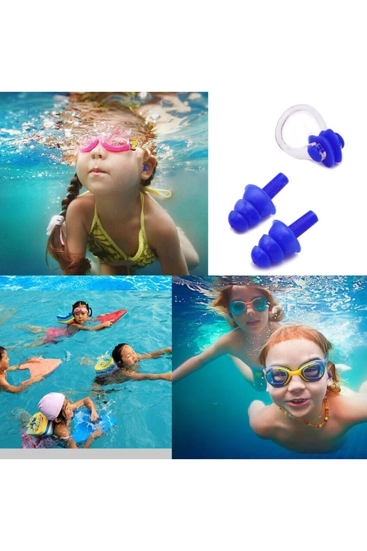 Çocuk Ve Yetişkin Için Yüzme Ve Diğer Su Sporları Kulak Tıkaçlı Silikon Yüzme Burun Klipsi Seti Çocuk Ve Yetişkin Için Yüzme Ve Diğer Su Sporları Kulak Tıkaçlı Silikon Yüzme Burun Klipsi Seti