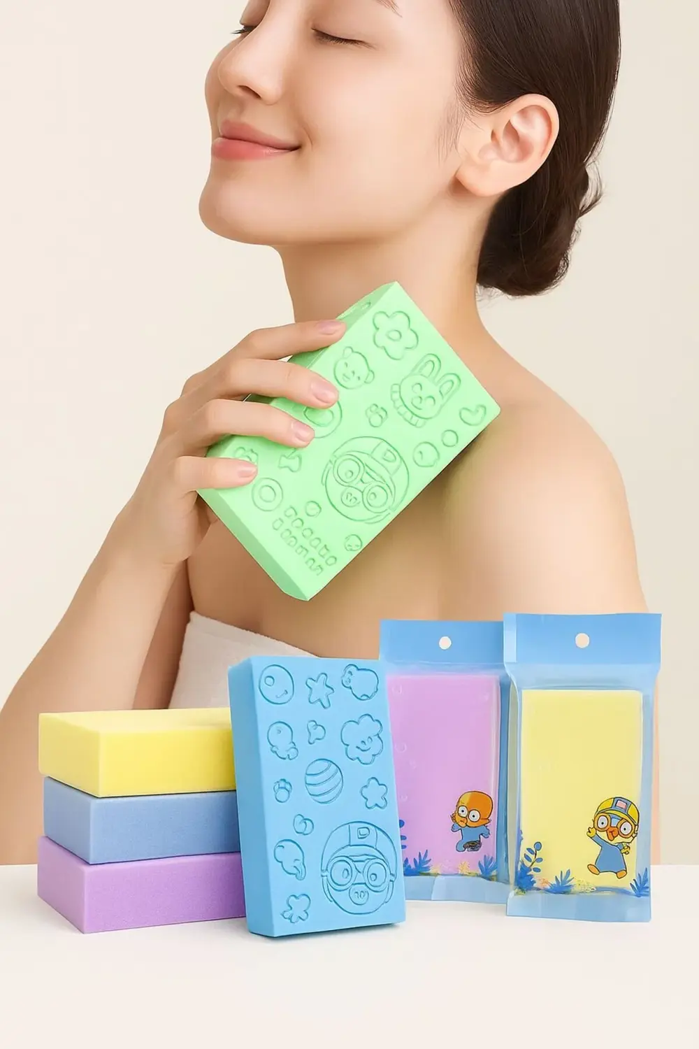 Çocuk ve Yetişkin İçin Desenli Renkli Banyo Süngeri – Ölü Deri Te