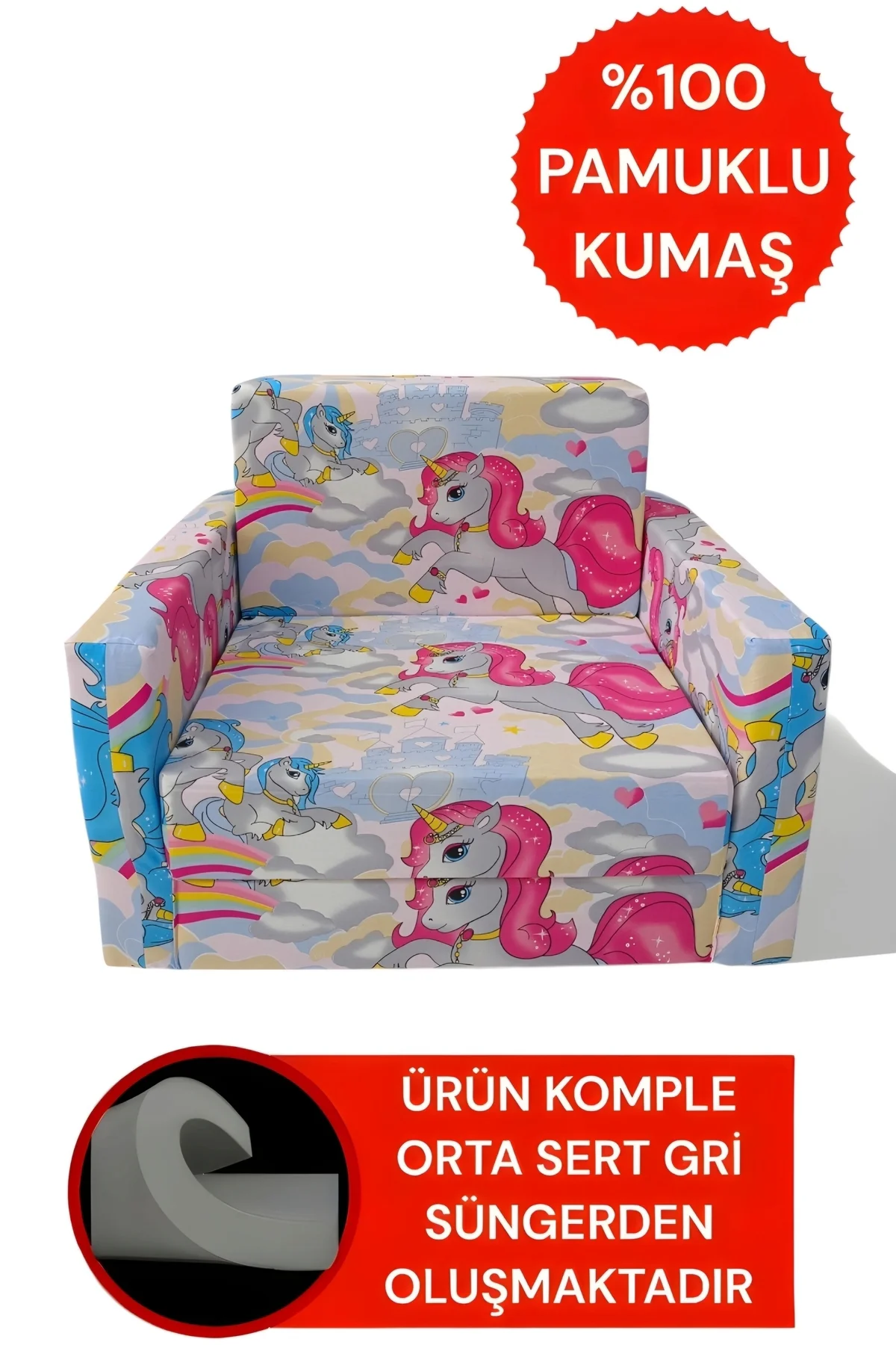 Çocuk Yatağı Komple Sünger Katlanabilir Koltuklu-(0-4 YAŞ)%100 Pa