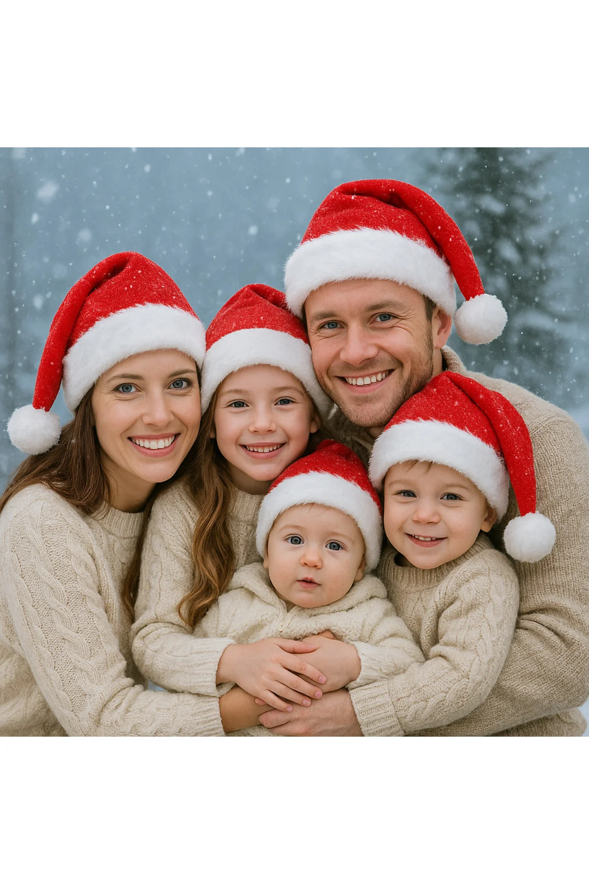 Çocuk Yılbaşı Noel Şapkası Polar Kumaşlı Beyaz Ponponlu Kırmızı P