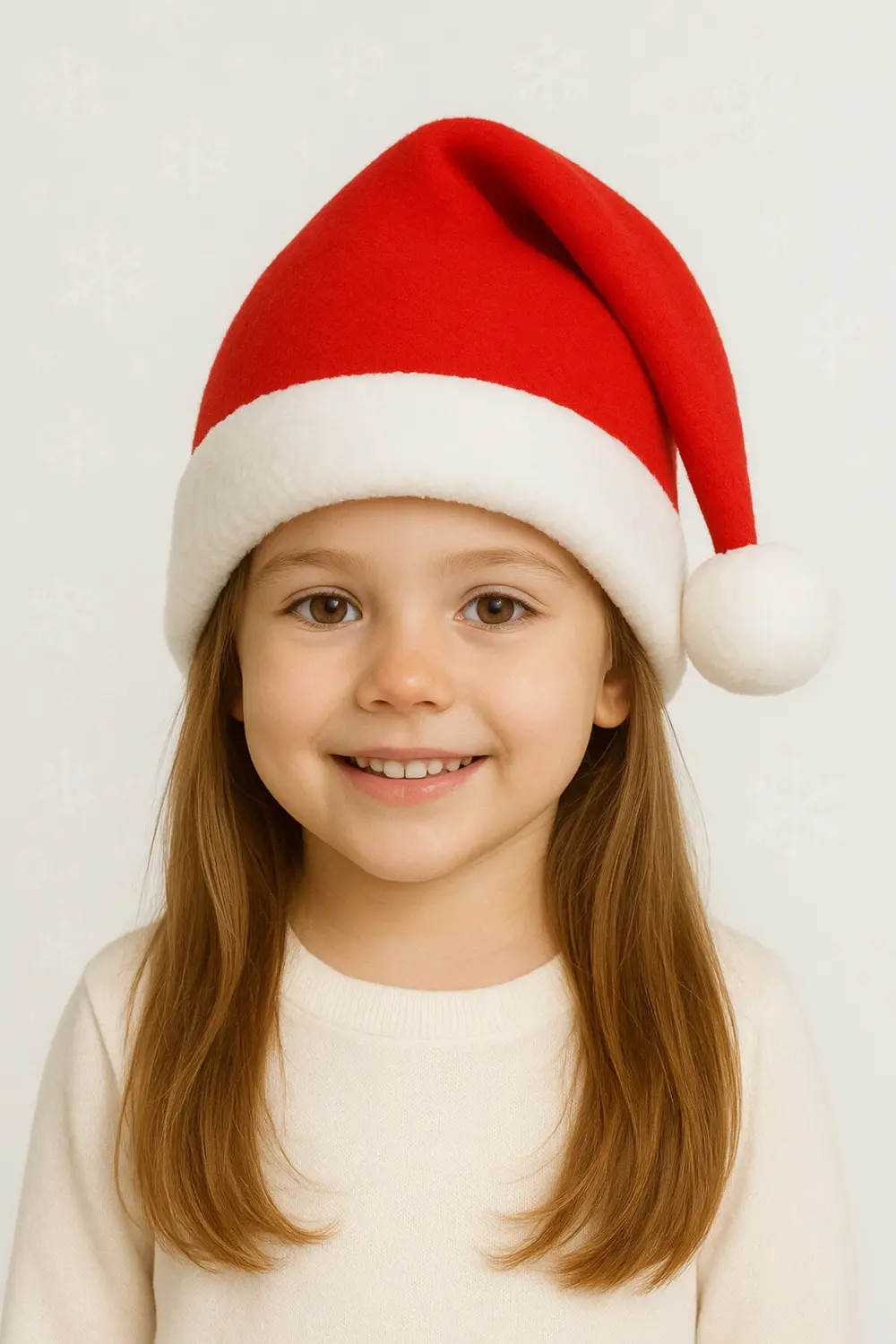 Parti Kırtasiye Çocuk Yılbaşı Noel Şapkası Polar Kumaşlı Beyaz Ponponlu Kırmızı P