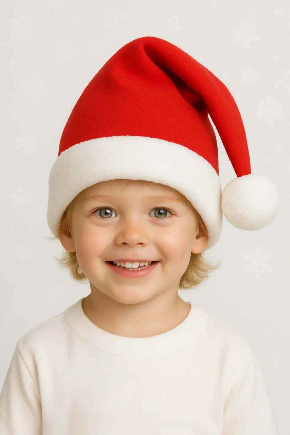 Parti Kırtasiye Çocuk Yılbaşı Noel Şapkası Polar Kumaşlı Beyaz Ponponlu Kırmızı P