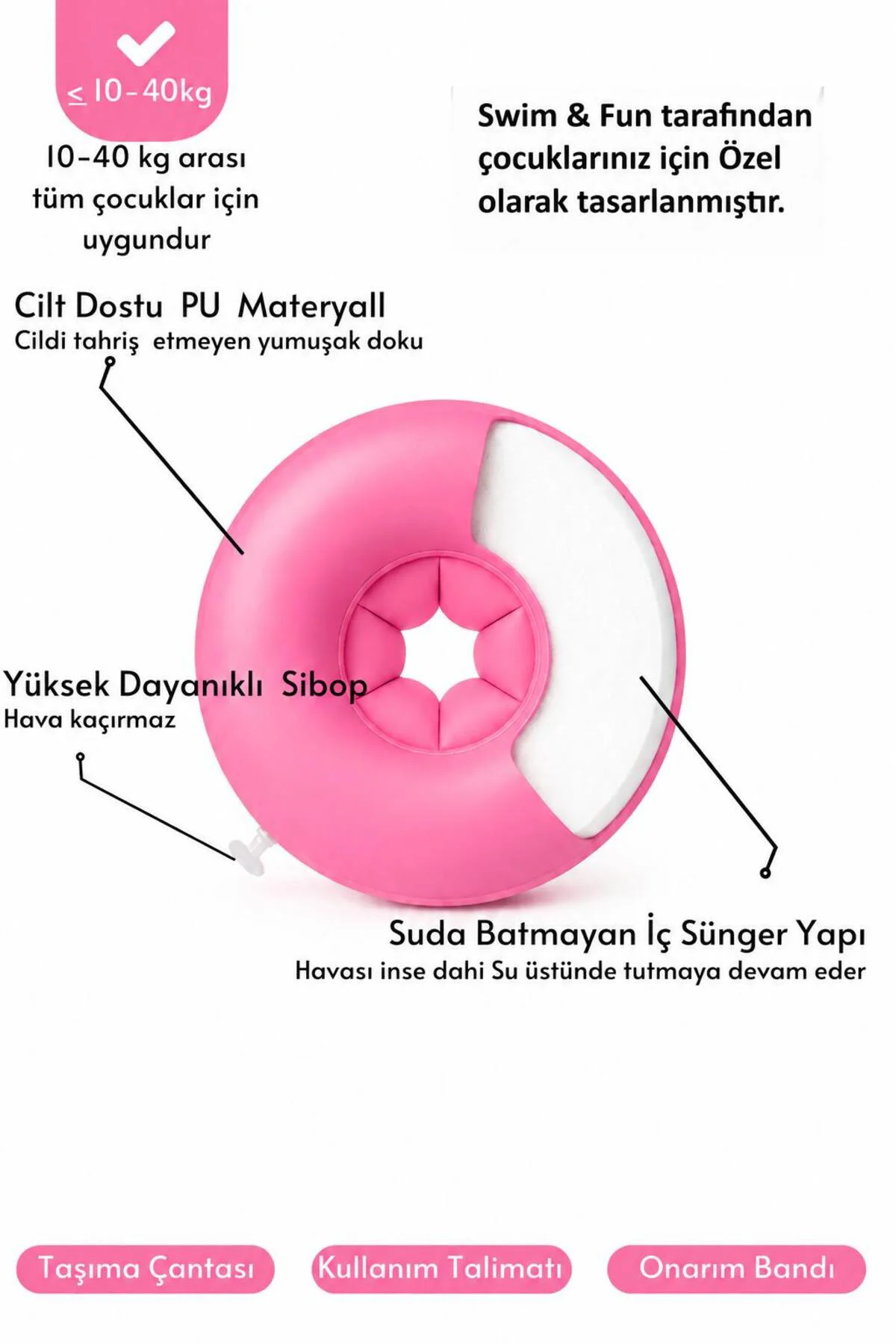 Çocuk Yüzme Kolluğu Extra Güvenlikli / Bebek Yüzme Kolluk / Tamir