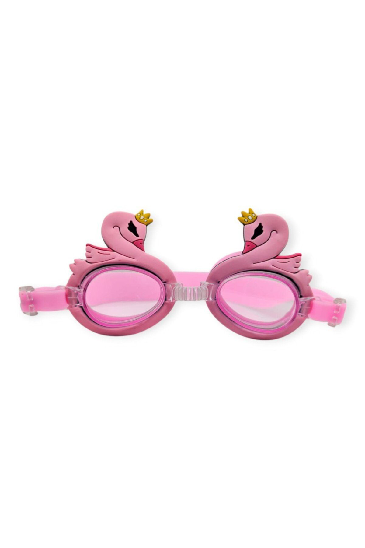 Bermuda Çocuk Yüzücü Gözlüğü Silikon Taşıma Çantalı Pembe Kuğu - 9014