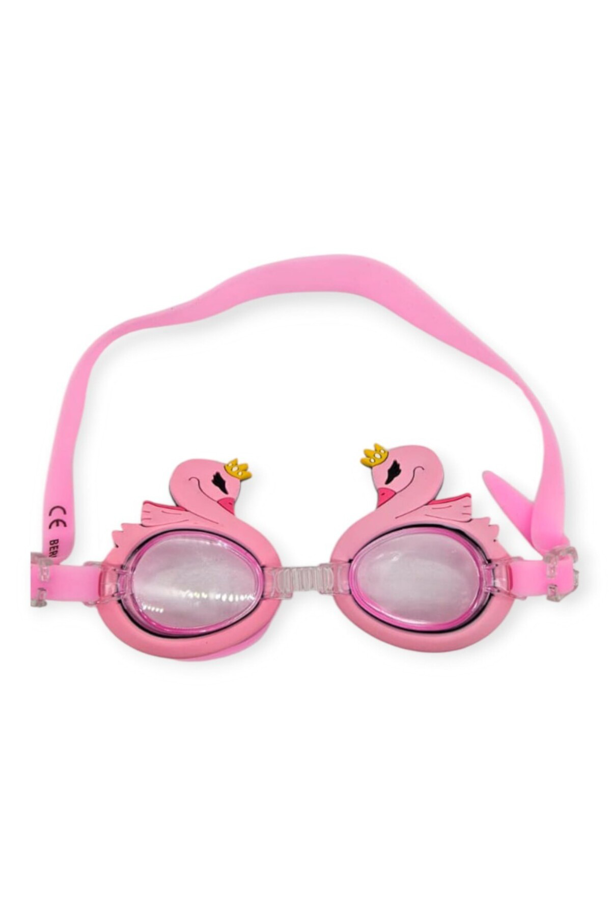 Bermuda Çocuk Yüzücü Gözlüğü Silikon Taşıma Çantalı Pembe Kuğu - 9014