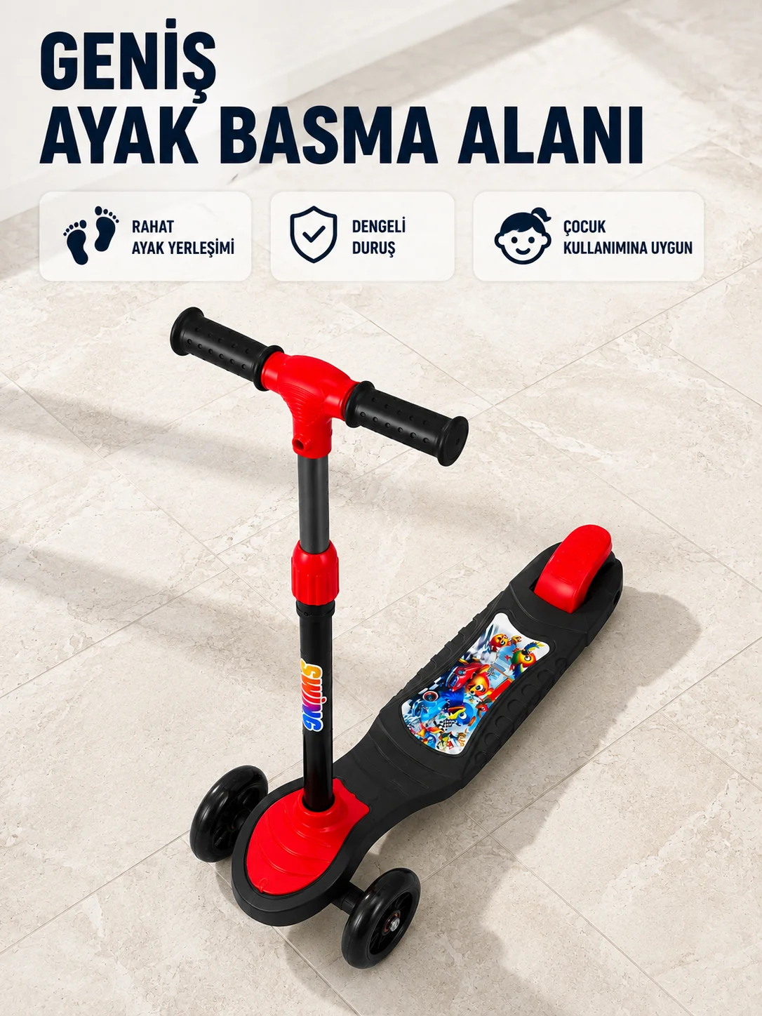 Çocuklar İçin 3 Tekerlekli Scooter Ayarlanabilir Gidonlu Eğlenceli Sürüş Aracı Fiyatı, Yorumları ve Özellikleri