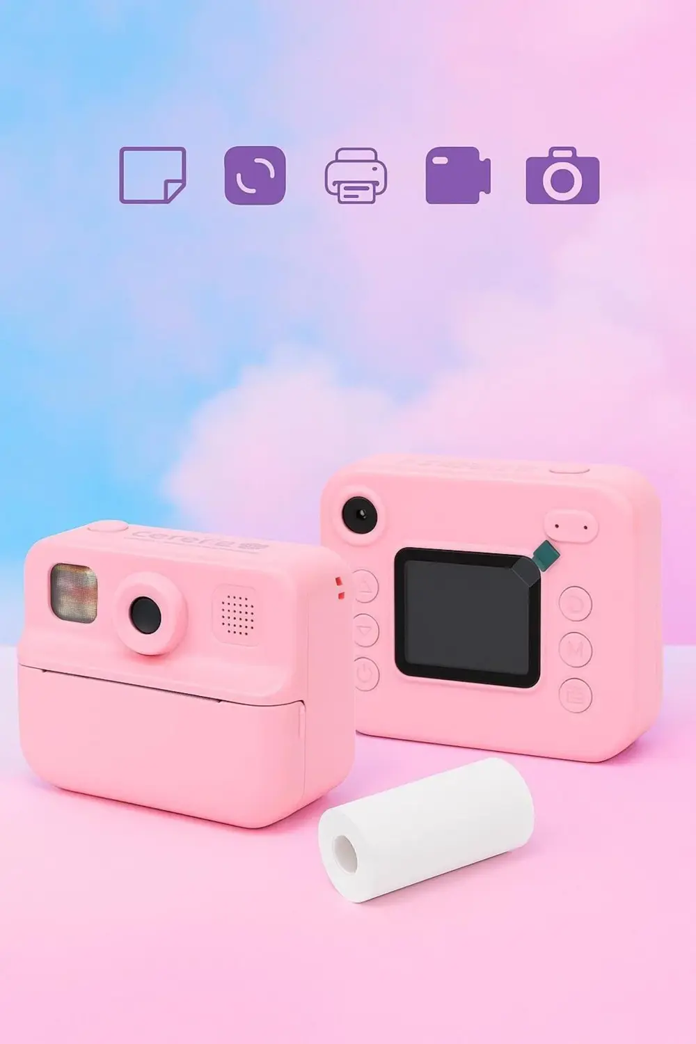 Çocuklar İçin Anında Fotoğraf Baskılı Dijital Kamera – Pembe