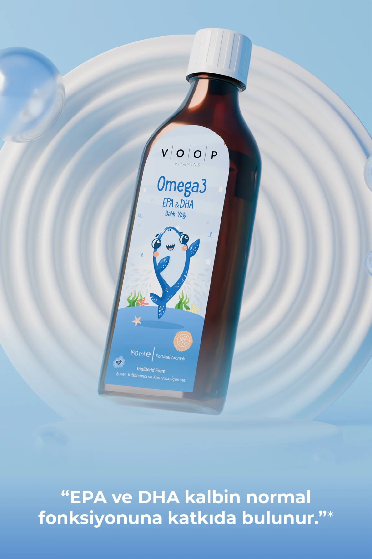 Çocuklar için Balık Yağı Omega 3 Portakal Aromalı Şurup | Yüksek EPA & DHA Kaynağı  - 150 ml