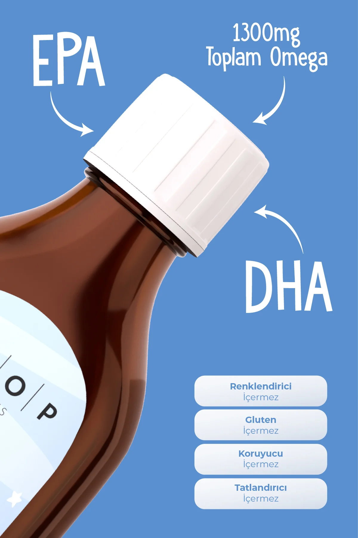 Çocuklar için Balık Yağı Omega 3 Portakal Aromalı Şurup | Yüksek EPA & DHA Kaynağı  - 150 ml