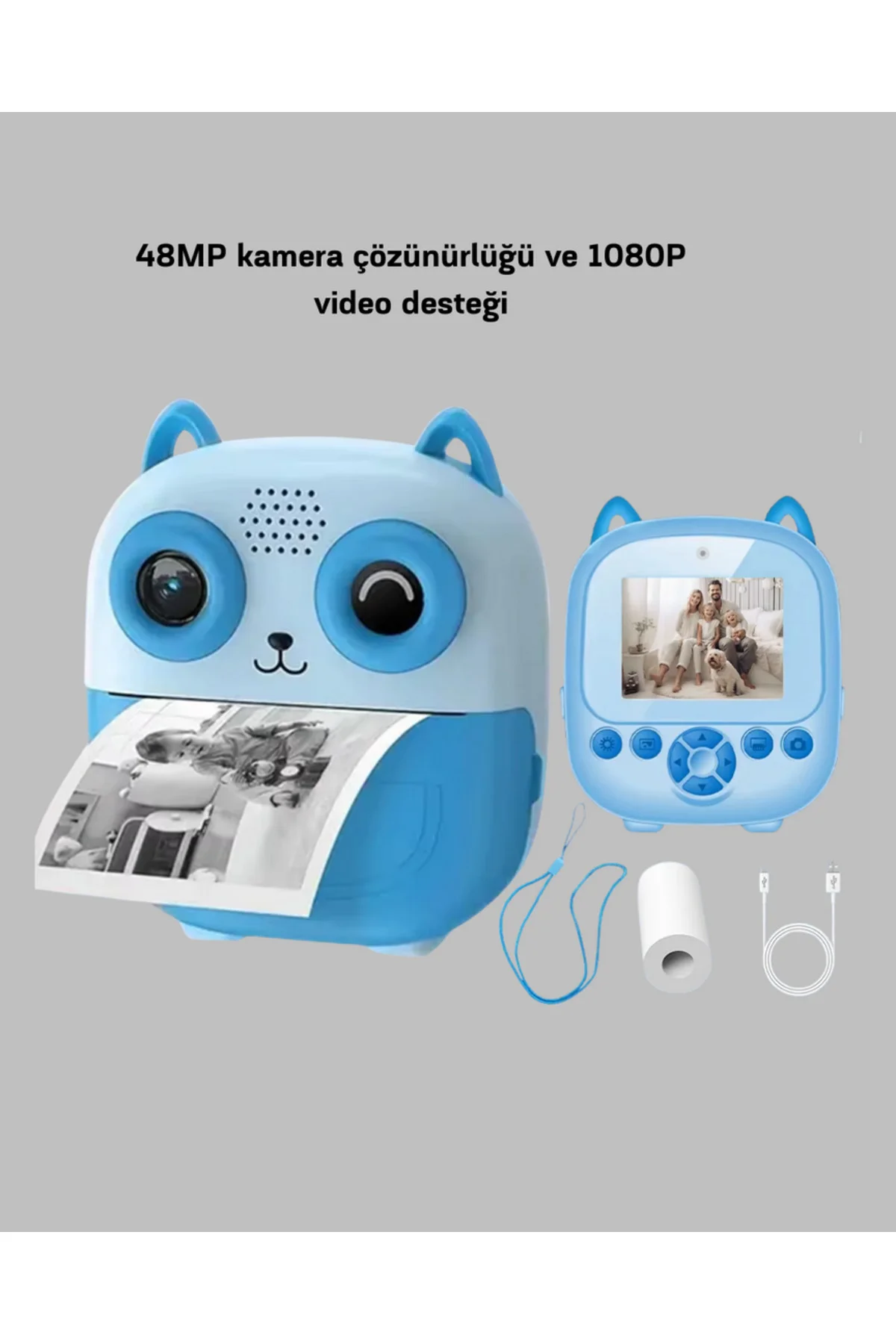 Çocuklar İçin Dijital Kamera Termal Yazıcı 48MP Çift Kamera 1300m