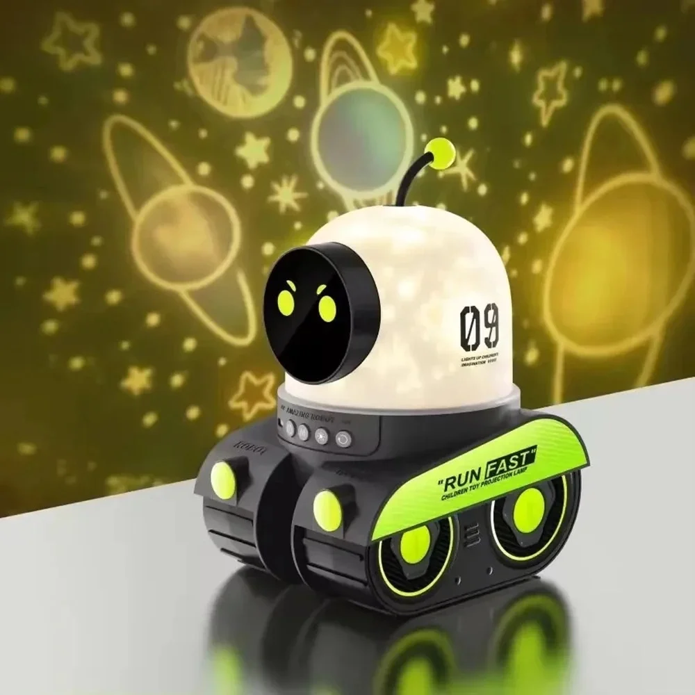 Çocuklar İçin Eğitici Eğlenceli Robot Figür Projektör Gece Lambası Uyku Arkadaşı
