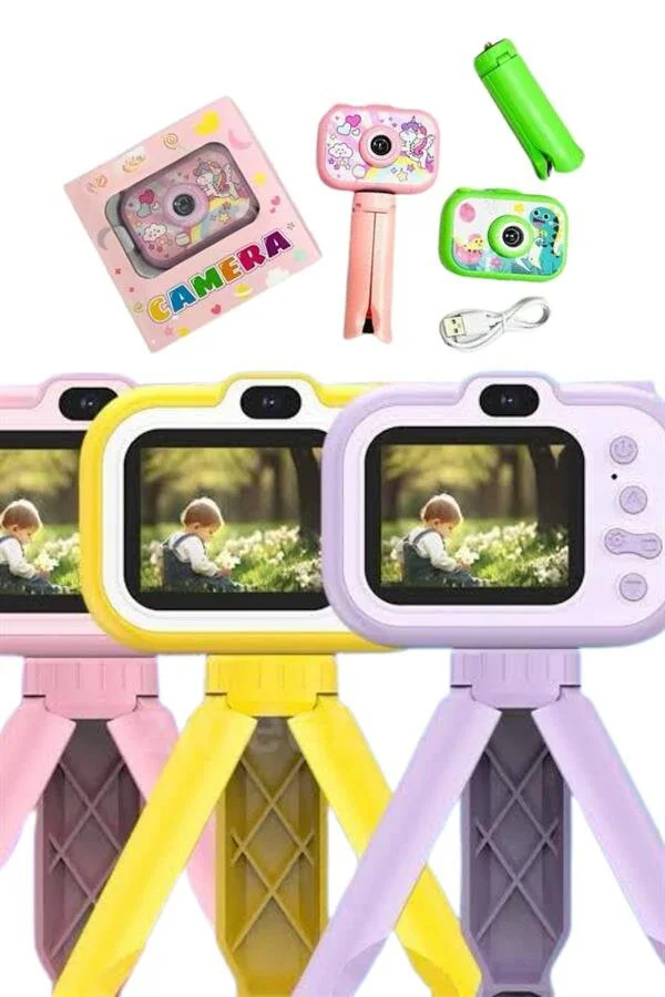 Çocuklar İçin Eğitici Video Kamera Ayaklı Mini Fotoğraf Makinesi 1080P HD