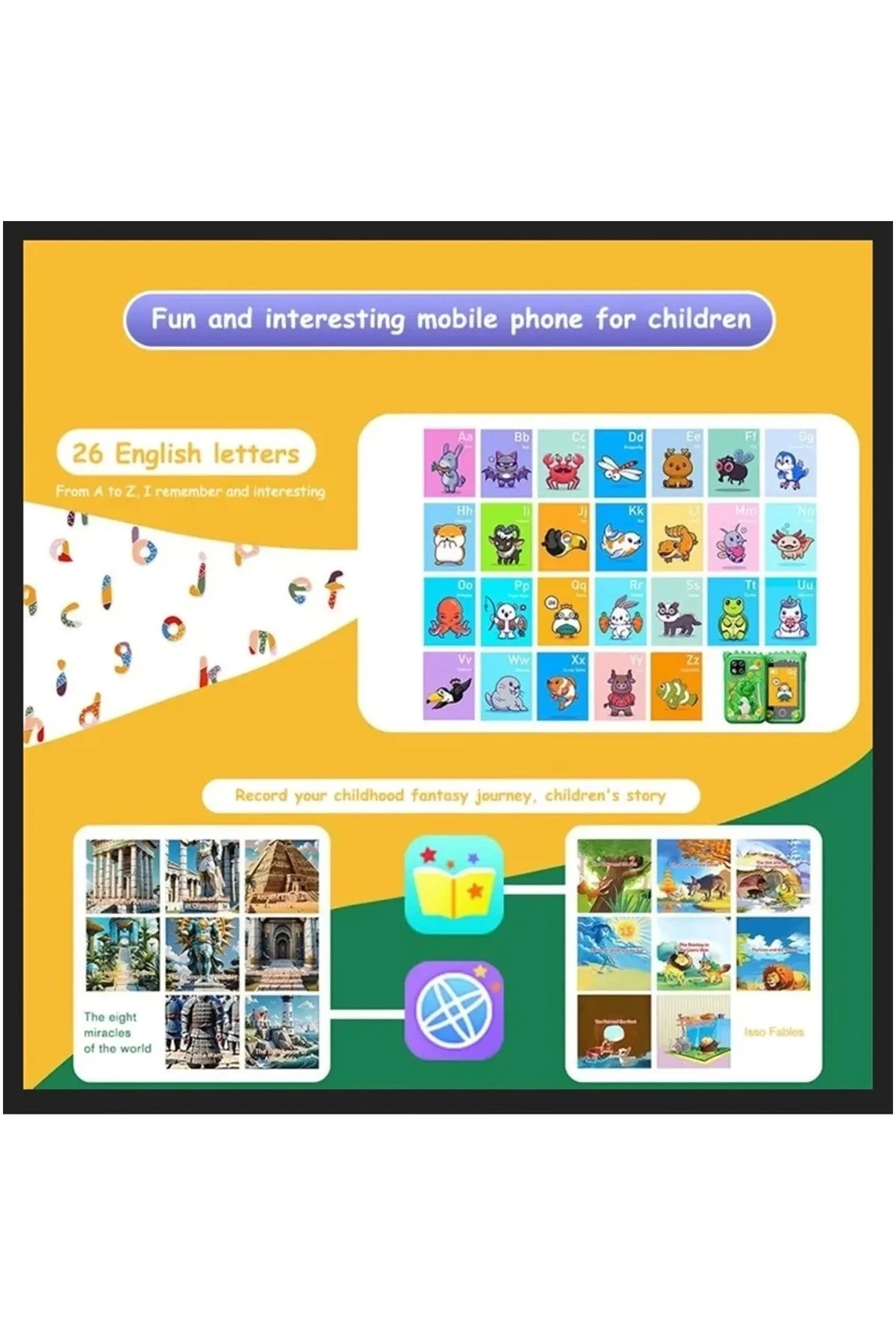 Çocuklar İçin Eğitici Telefon Dokunmatik Ekran Çift Kameralı Fene