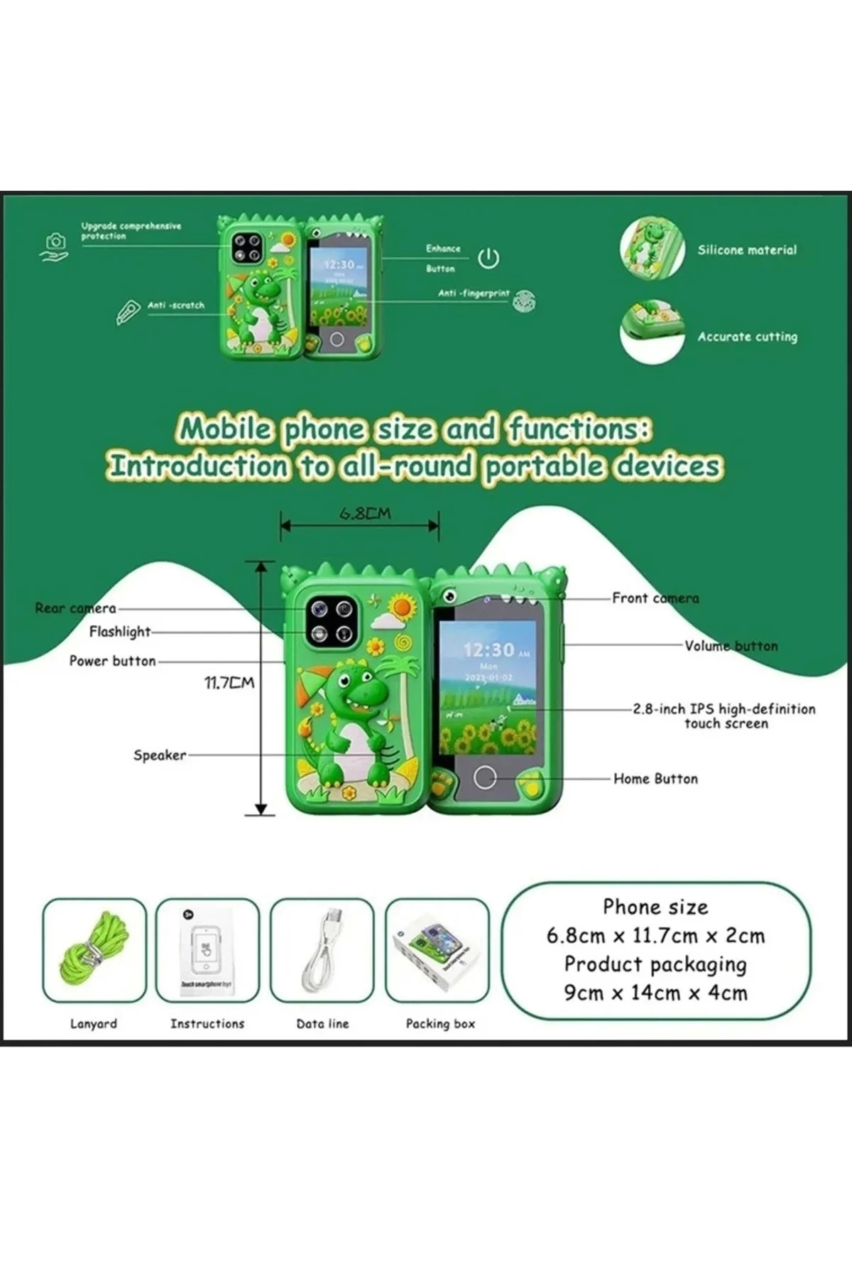 Çocuklar İçin Eğitici Telefon Dokunmatik Ekran Çift Kameralı Fene