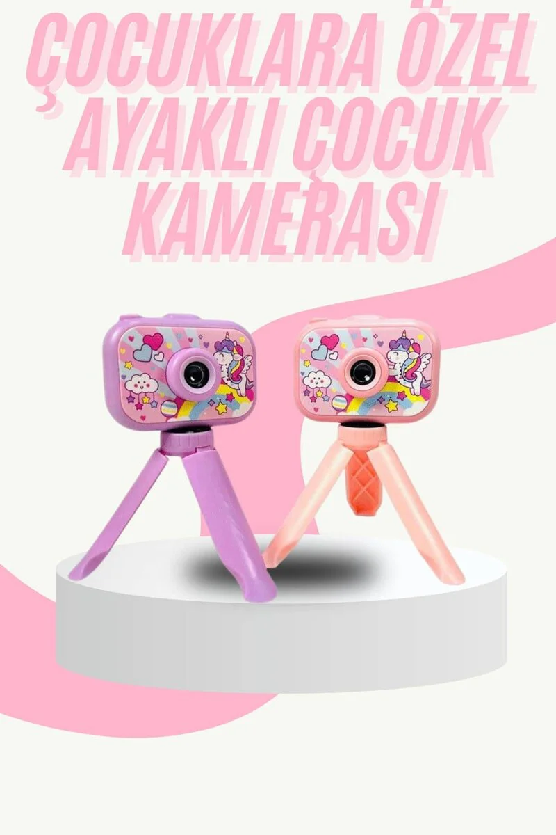 Çocuklar İçin Eğitici Vlog Kamera Ayaklı Mini Fotoğraf Makinesi 2'' LCD Ekran 1080P