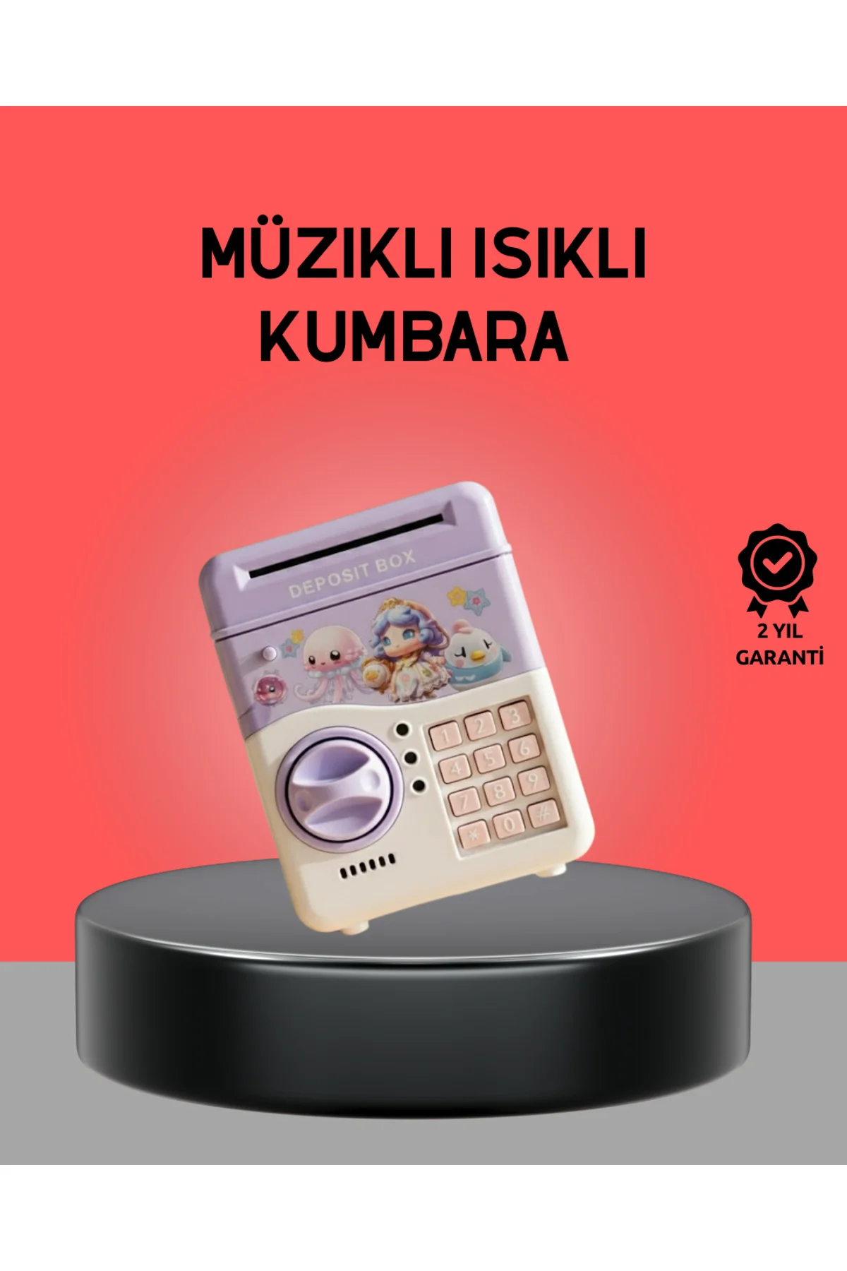 Çocuklar İçin Elektronik Şifreli Para Biriktirme Kumbarası Mor