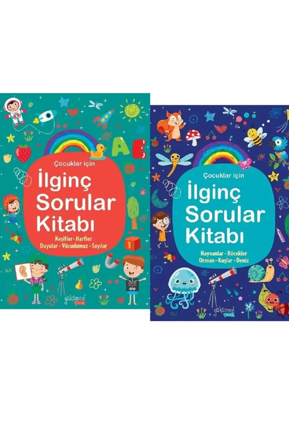 Çocuklar İçin İlginç Sorular Kitabı 2 Kitap Set / Mavi ve Yeşil K