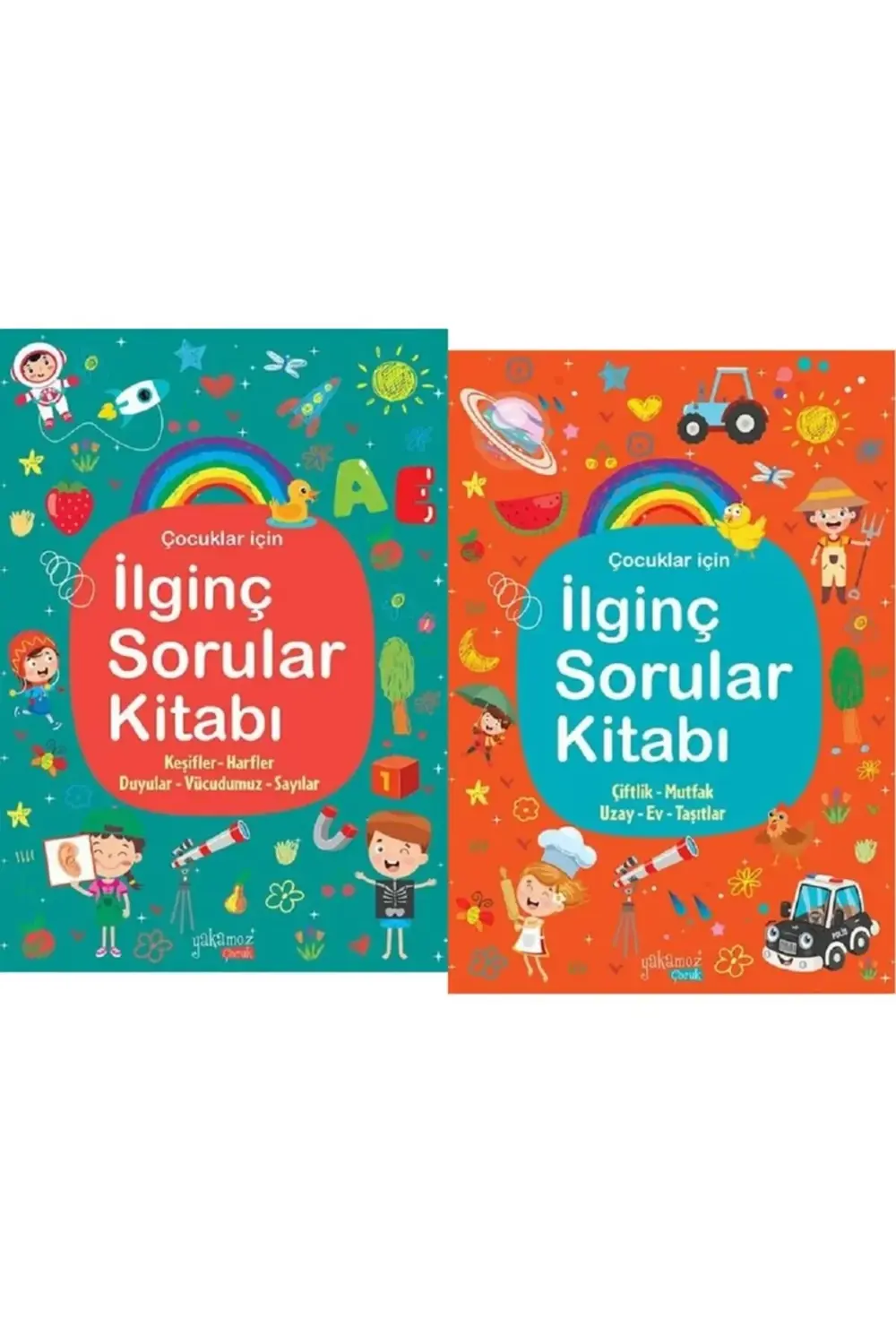 Çocuklar İçin İlginç Sorular Kitabı 2 Kitap Set / Turuncu ve Yeşi