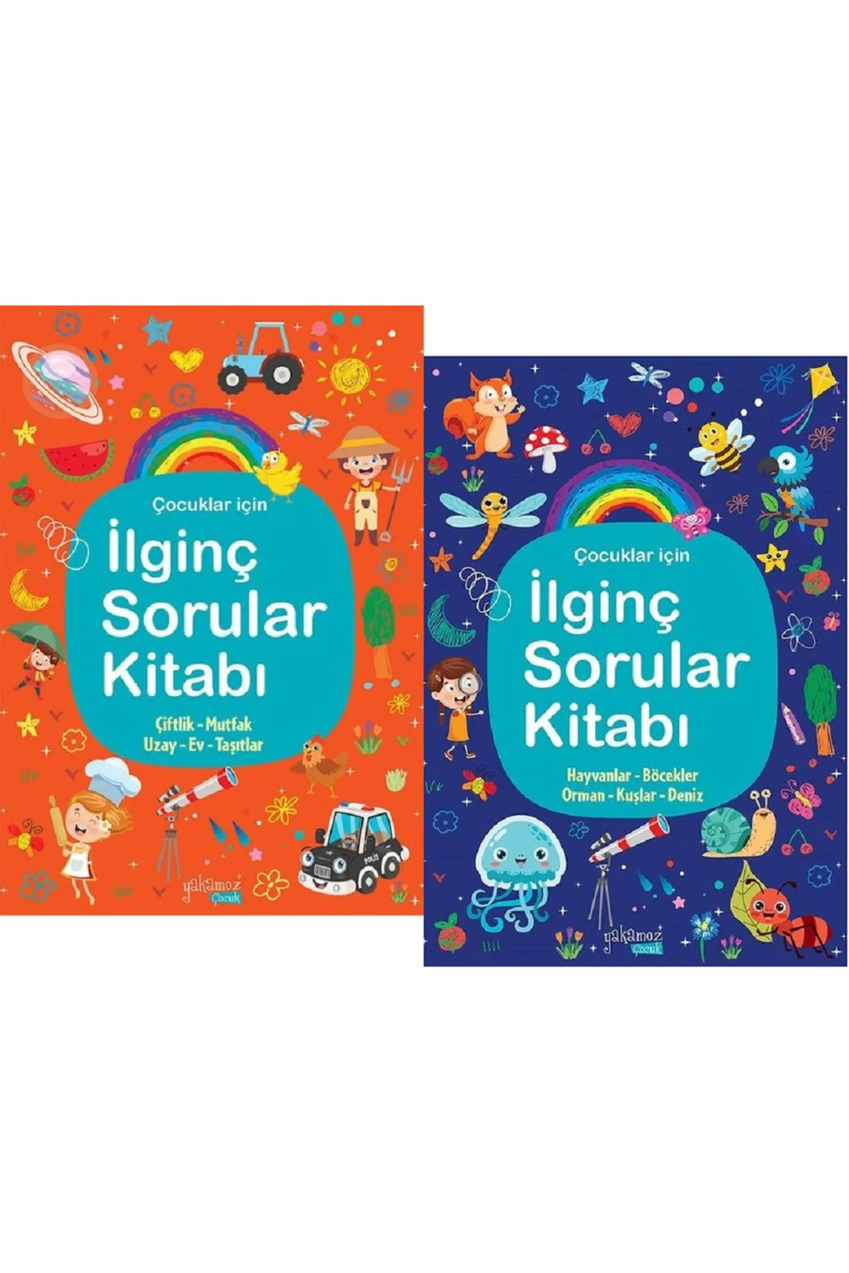 Çocuklar İçin İlginç Sorular Kitabı 2 Kitap Set / Turuncu ve Yeşi