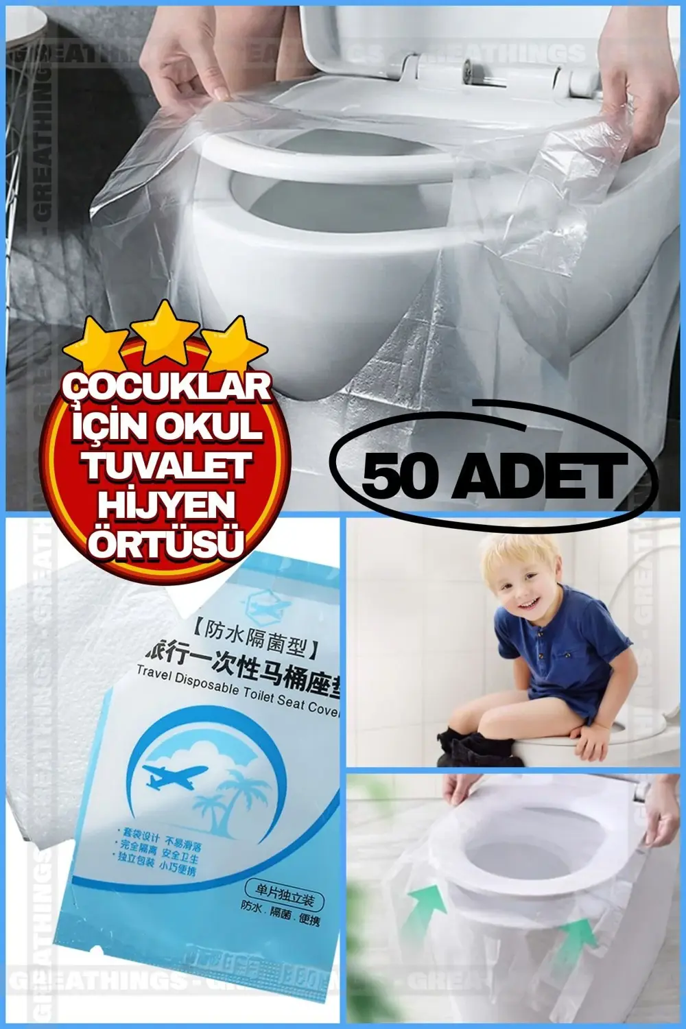 Çocuklar İçin Okul Klozet Kapak Örtüsü Pratik Kullanımlı Hijyenik