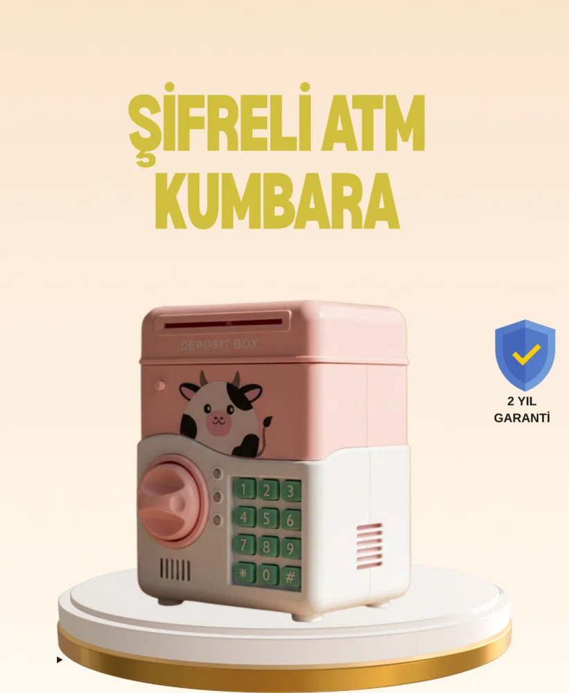 Çocuklar İçin Pembe Atm Görünümlü Elektronik Kumbara