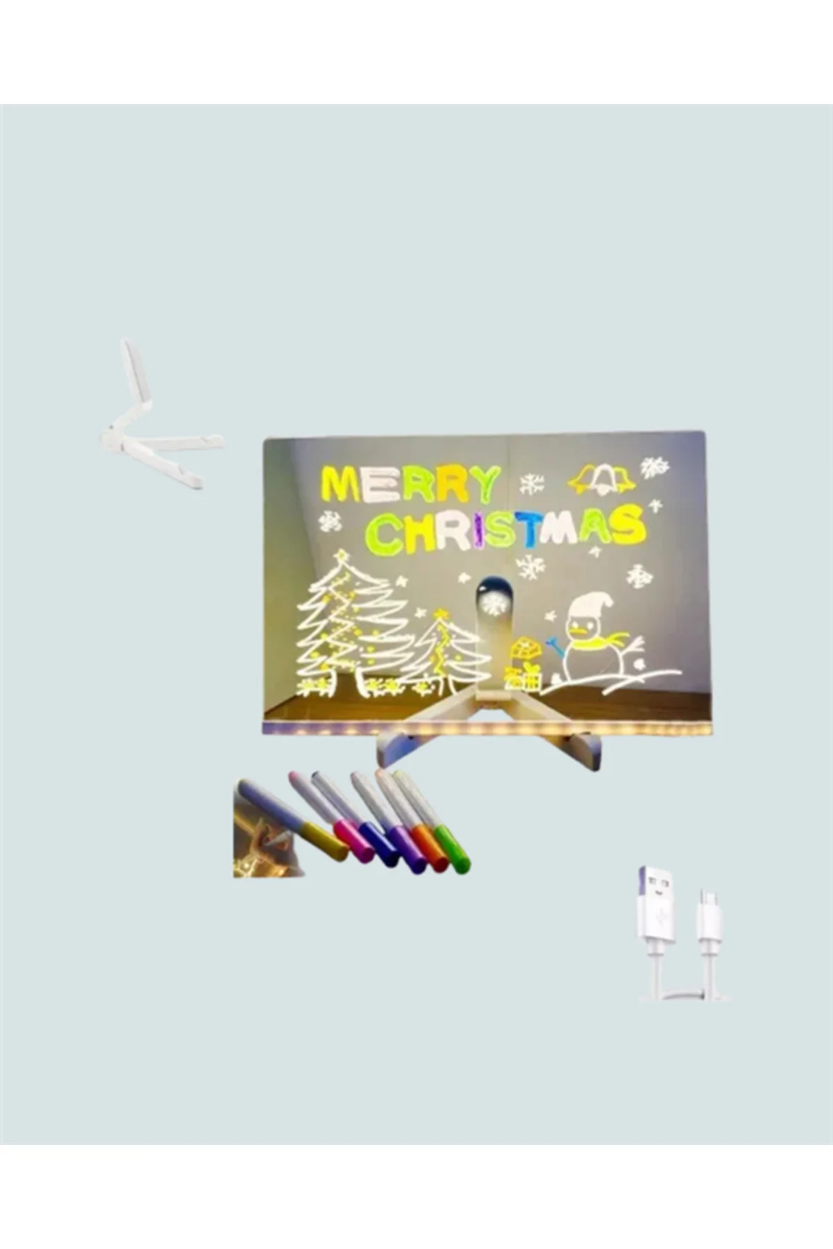 Çocuklar İçin Renkli LED Mesaj Tahtası – Neon Kalemli, Eğlenceli