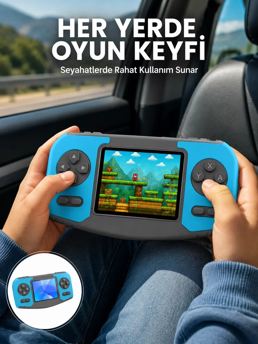 Çocuklar İçin Retro Oyun Konsolu - Taşınabilir Eğlence Cihazı, Eğitici Oyunlar ve Ergonomik Tasarım