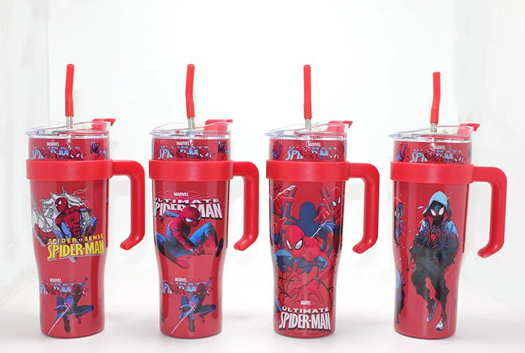 Çocuklar İçin Spiderman Temalı Pipetli Termos Suluk 500 ml