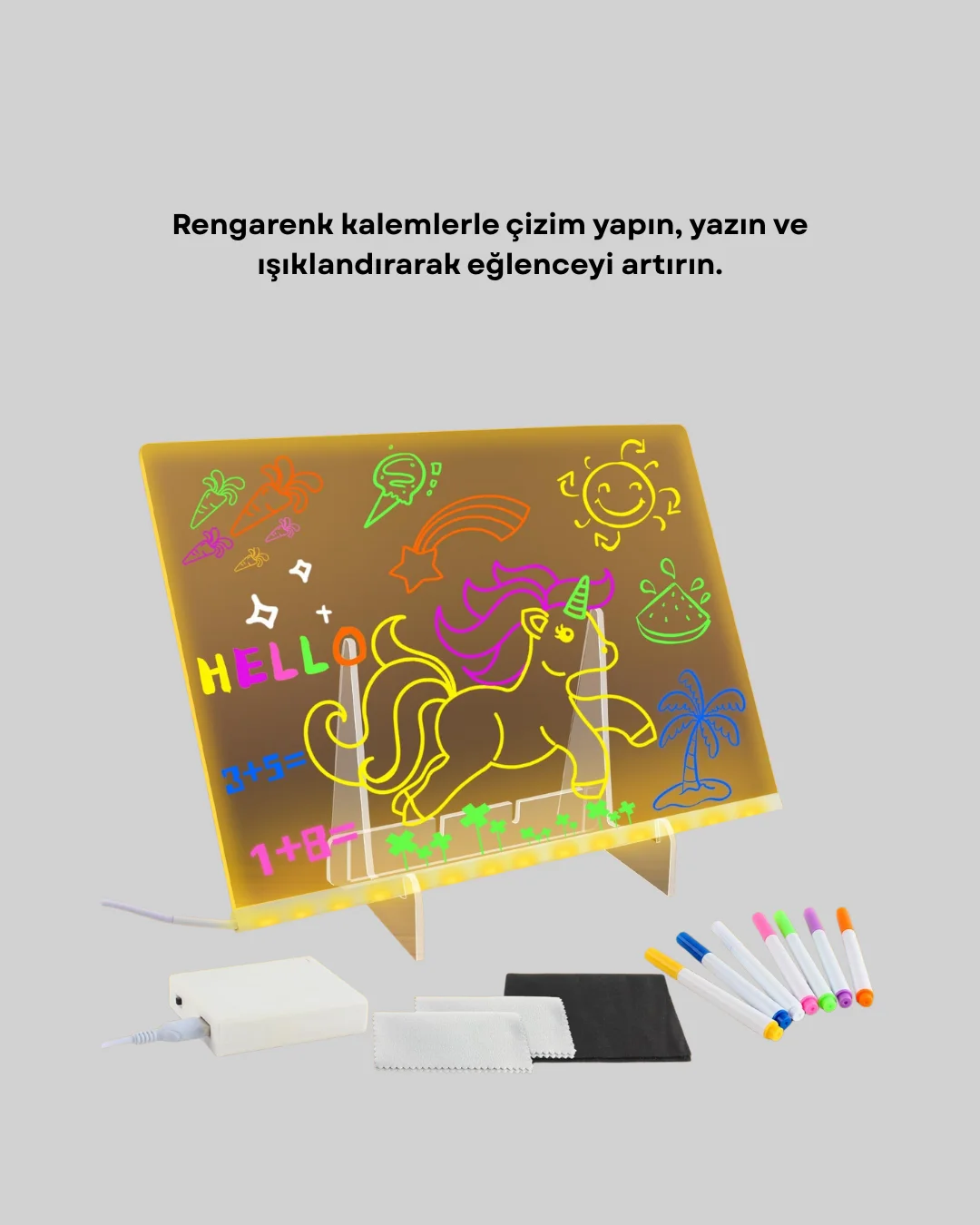 Çocuklar ve Yetişkinler İçin USB LED Işıklı Çizim Panosu