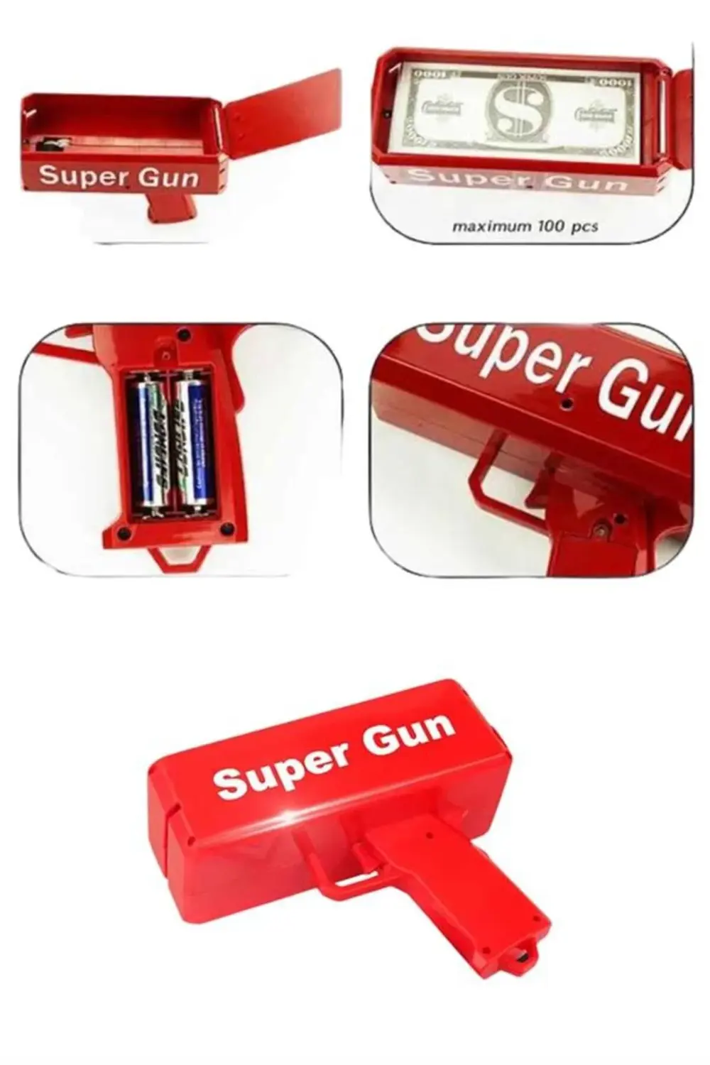 Çocuklara Özel Eğlenceli Para Saçma Makinası Parti Oyuncağı Kırmı