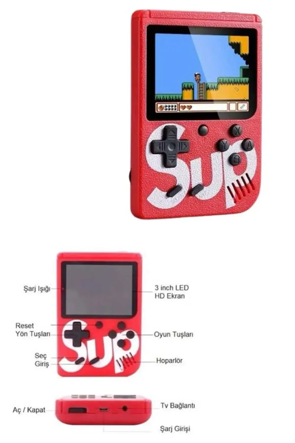 Kanonik Education Çocuklara Özel Taşınabilir Sup El Atarisi 400 Oyunlu Nostaljik Oy