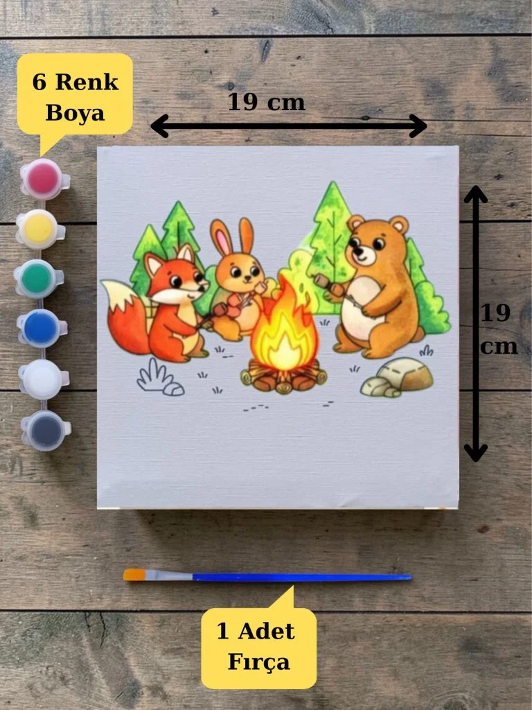 Çocuklara Özel Tuval Boyama Aktivite Seti 19x19 Cm (Tuval, Fırça Çocuklara Özel Tuval Boyama Aktivite Seti 19x19 Cm (Tuval, Fırça
