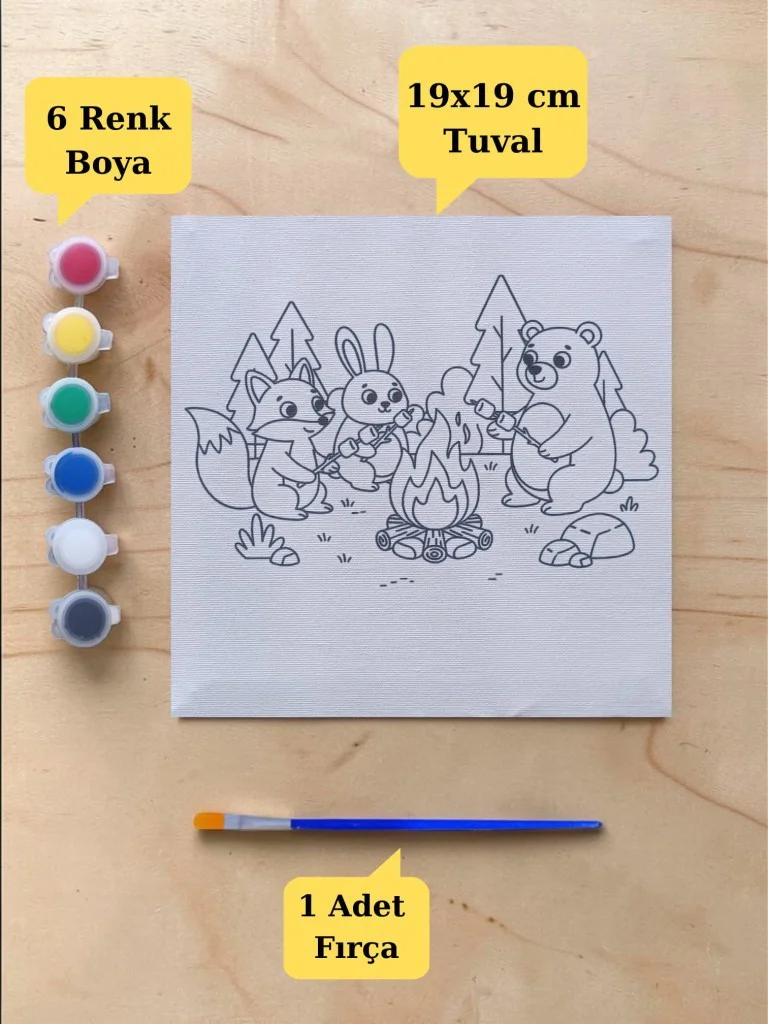 Çocuklara Özel Tuval Boyama Aktivite Seti 19x19 Cm (Tuval, Fırça Çocuklara Özel Tuval Boyama Aktivite Seti 19x19 Cm (Tuval, Fırça