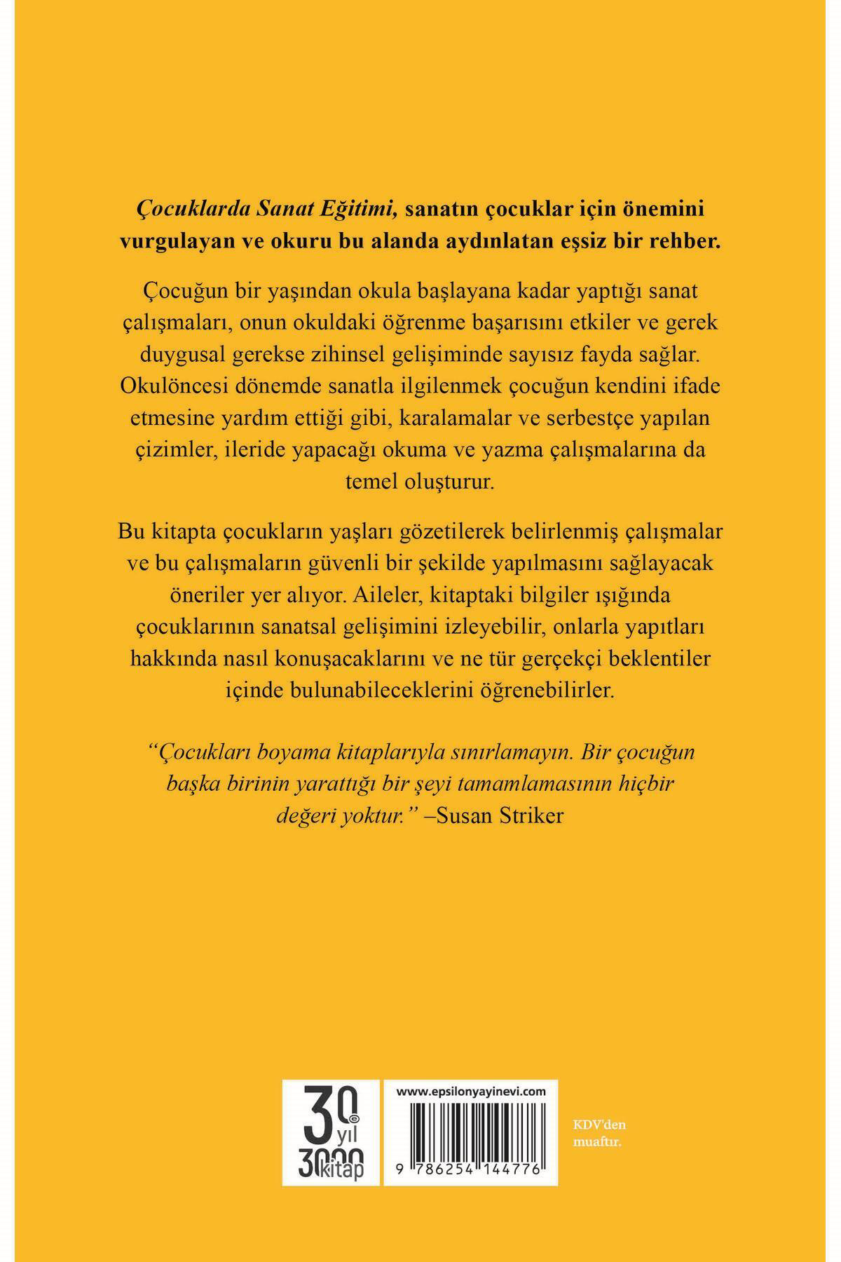 Epsilon Yayınevi Çocuklarda Sanat Eğitimi Susan Striker