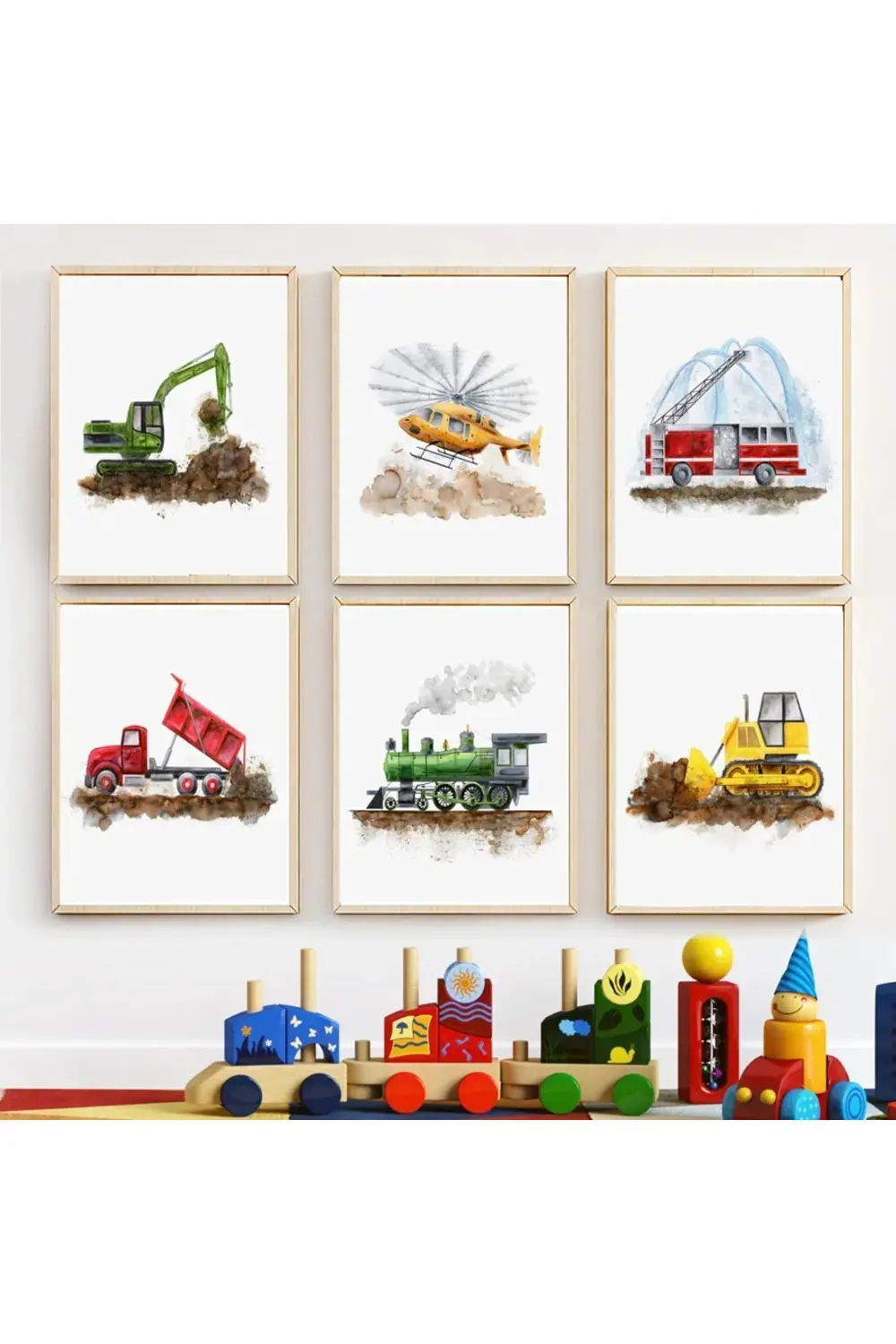 Çocukların Favori Araçları Sanat Koleksiyonu,6’lı Çerçeve Görünüm