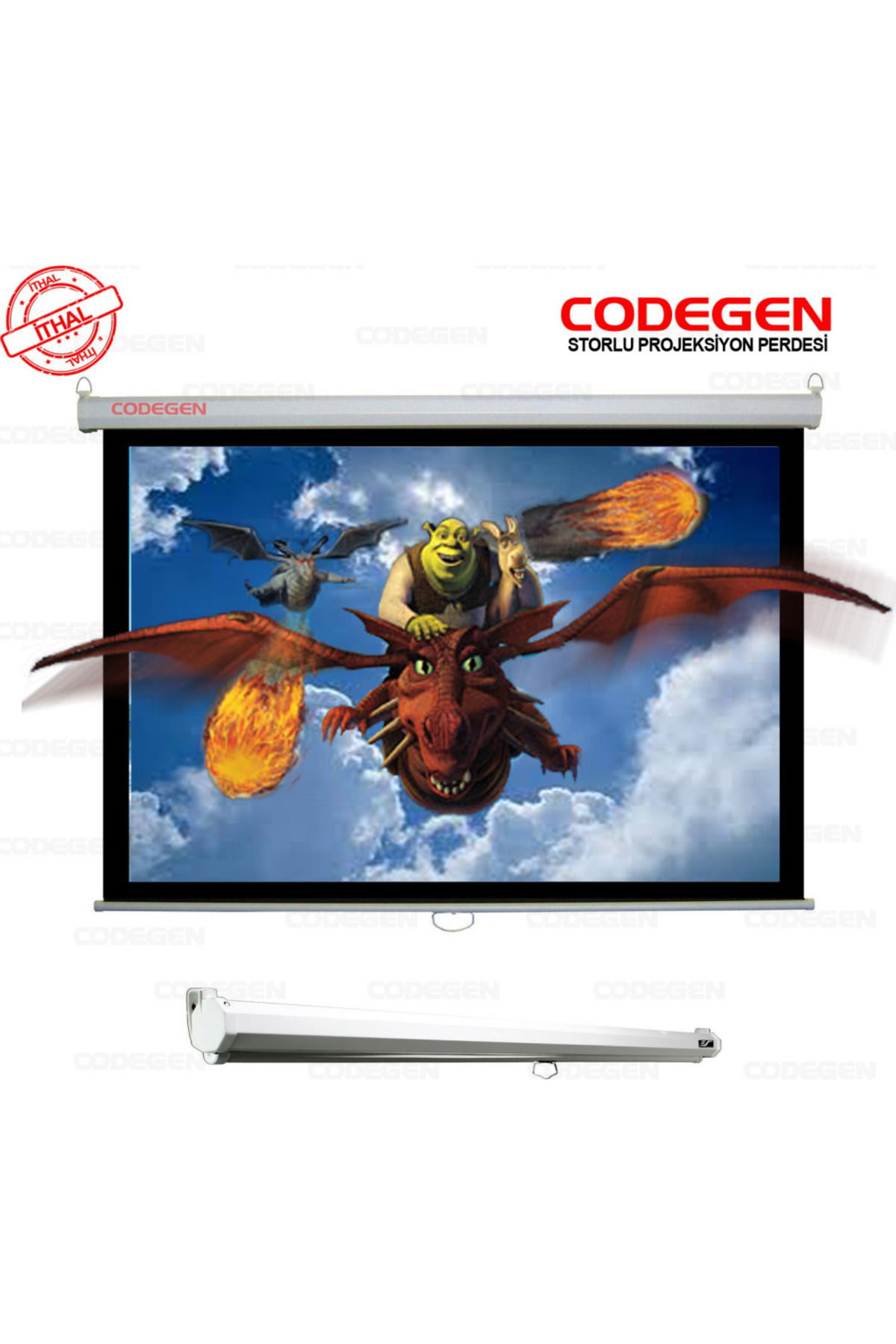 Codegen AX-18 STORLU PROJEKSİYON PERDESİ 180x180 (Arkası Siyah Fo