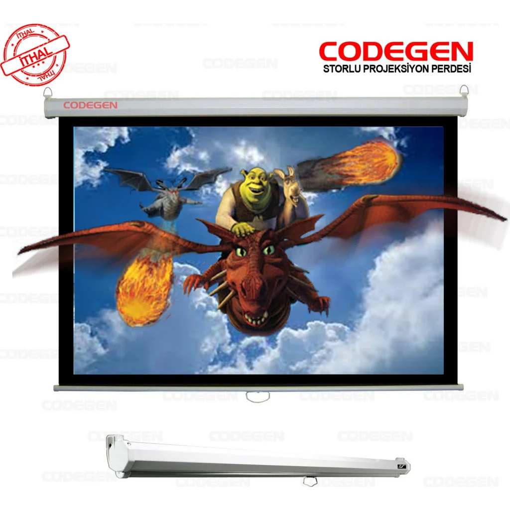 Codegen AX-18 Storu Projeksiyon Perdesi 180x180 (Siyah Fonlu) - Ev Sineması İçin Mükemmel Çözüm